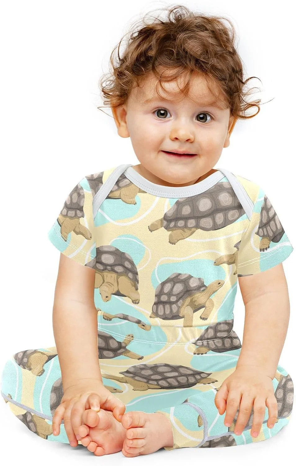 ست لباس نوزاد طرح لاکپشت آلدابرا، بادی و شلوار مناسب نوزادان 0-24 ماهه، پسرانه و دخترانه