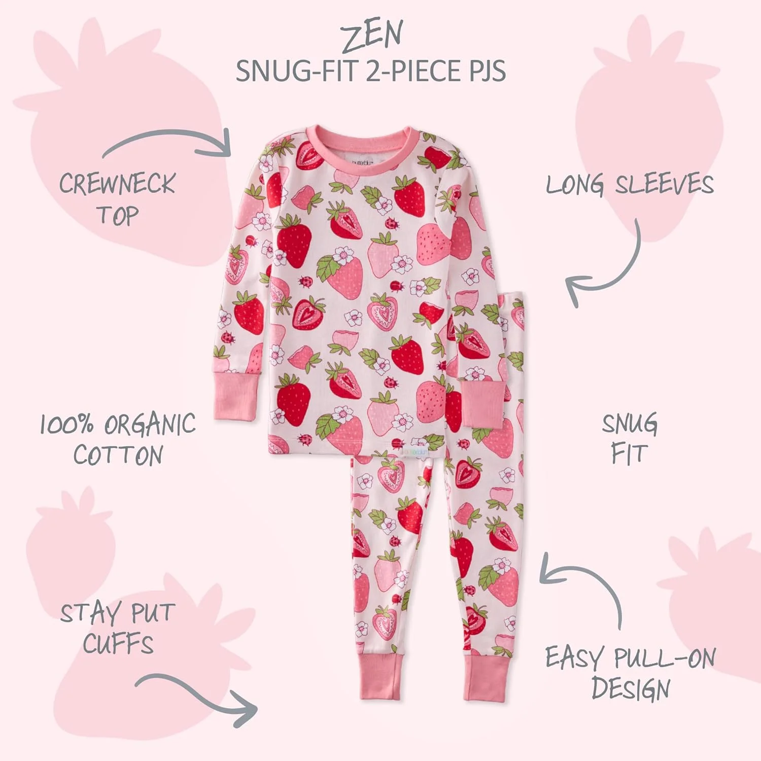 ست لباس خواب دو تکه نوزاد دخترانه Zen، 100% پنبه ارگانیک، آستین بلند و شلوار برای کودکان نوپا، دختران، پسران، ست لباس خواب یونیسکس (بسته 2 عددی)