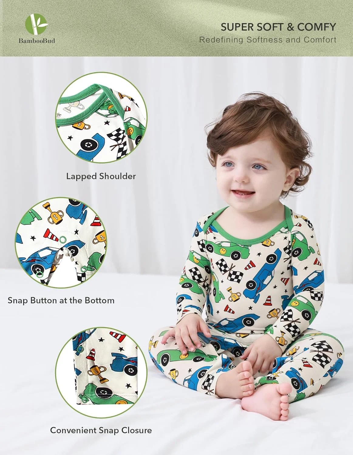 رامپر آستین بلند نوزادی دخترانه پسرانه، لباس خواب ویسکوز بامبو نرم و راحت