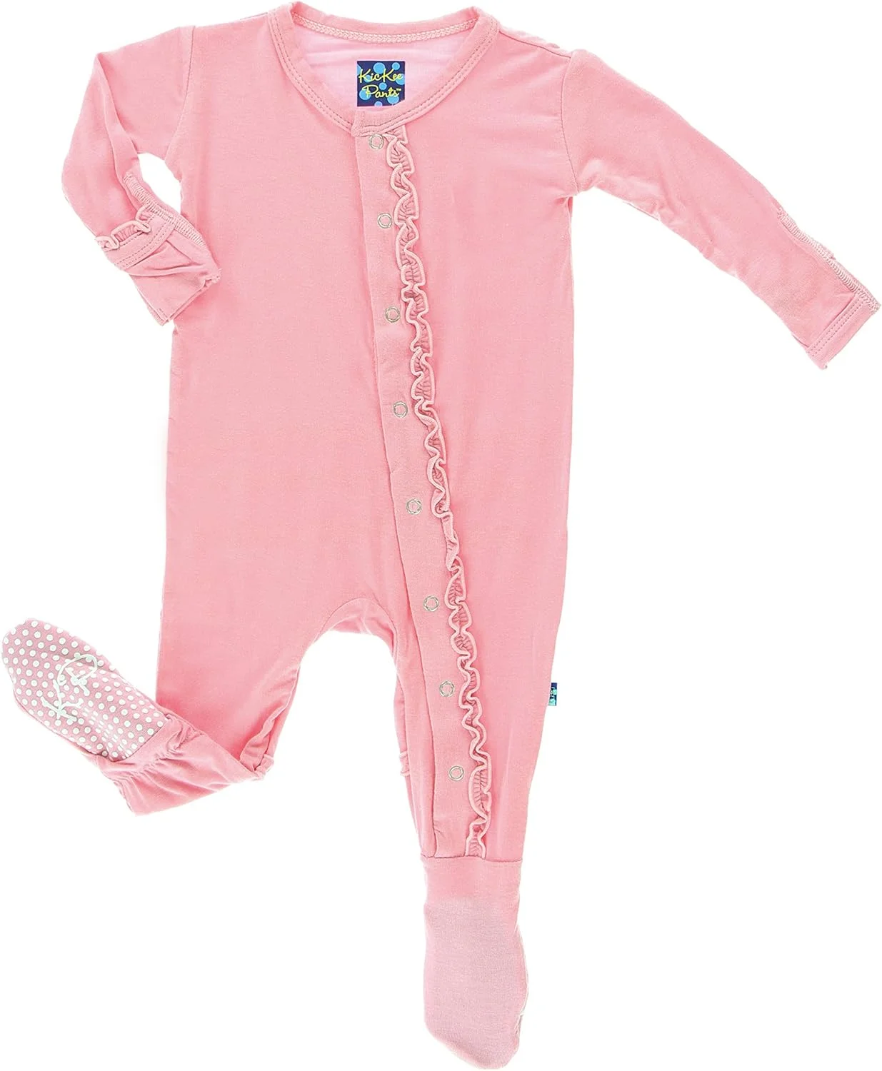 لباس خواب دخترانه کیکی پنتس مدل Muffin Ruffle Footie با دکمه