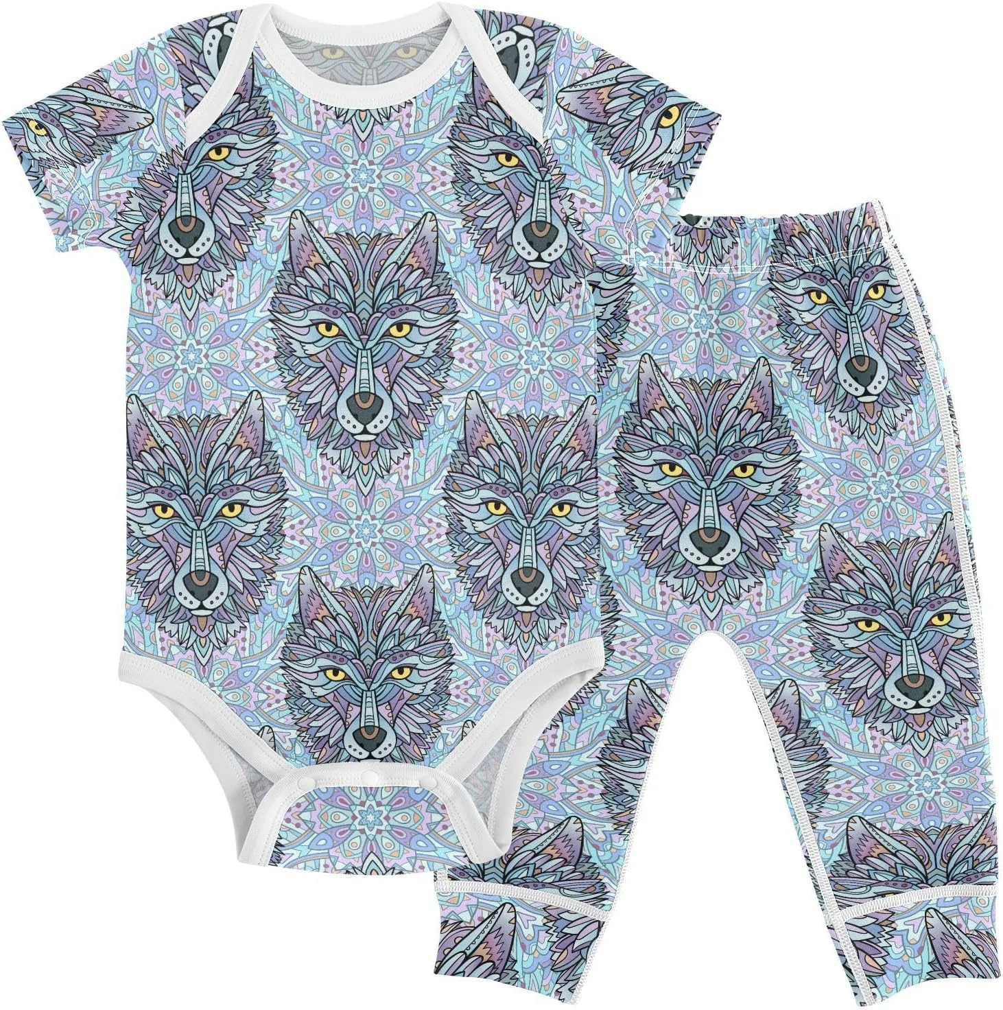 ست لباس نوزادی شامل بادی و شلوار مناسب نوزادان 0 تا 24 ماهه برای پسران و دختران