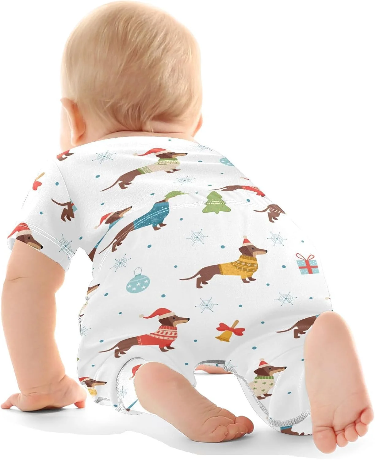 ست لباس نوزادی سگ داشهوند کریسمس سگ بلند رنگارنگ لباس زیر شلواری نوزاد 0-24 ماهه برای پسران دختران