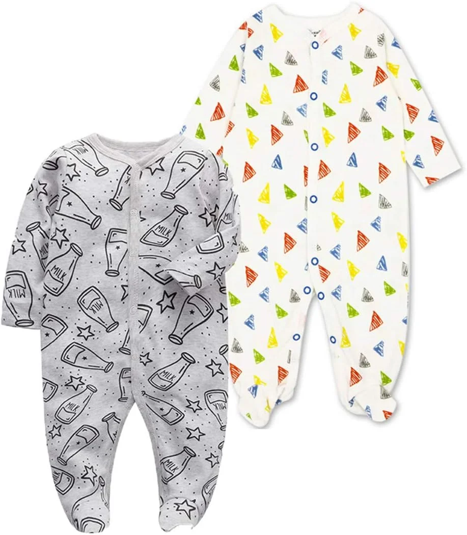 مانتو بچه گانه Monvecle، بسته 2 عددی، آستین بلند، جوراب دار، لباس خواب، رامپر مثلثی، سایز 6-9 ماه