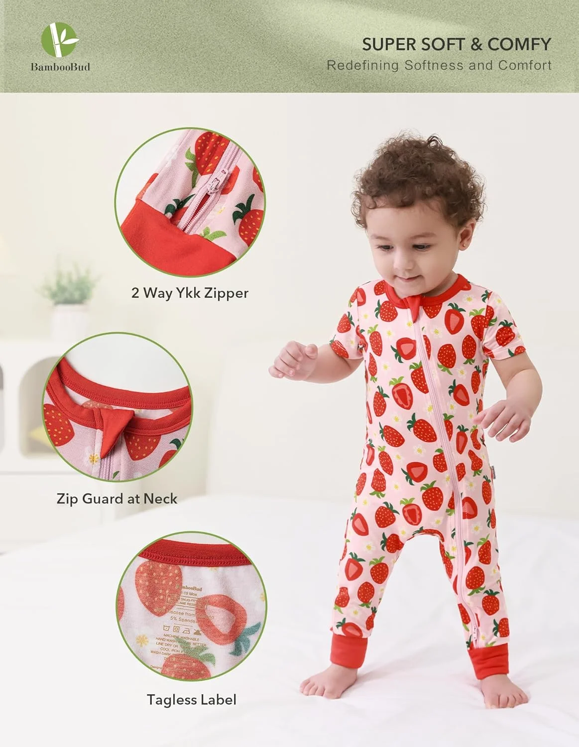 رامپر آستین کوتاه نرم نوزادی، لباس خواب، رامپر جوراب دار دخترانه، جامپسوت راحت و اندازه