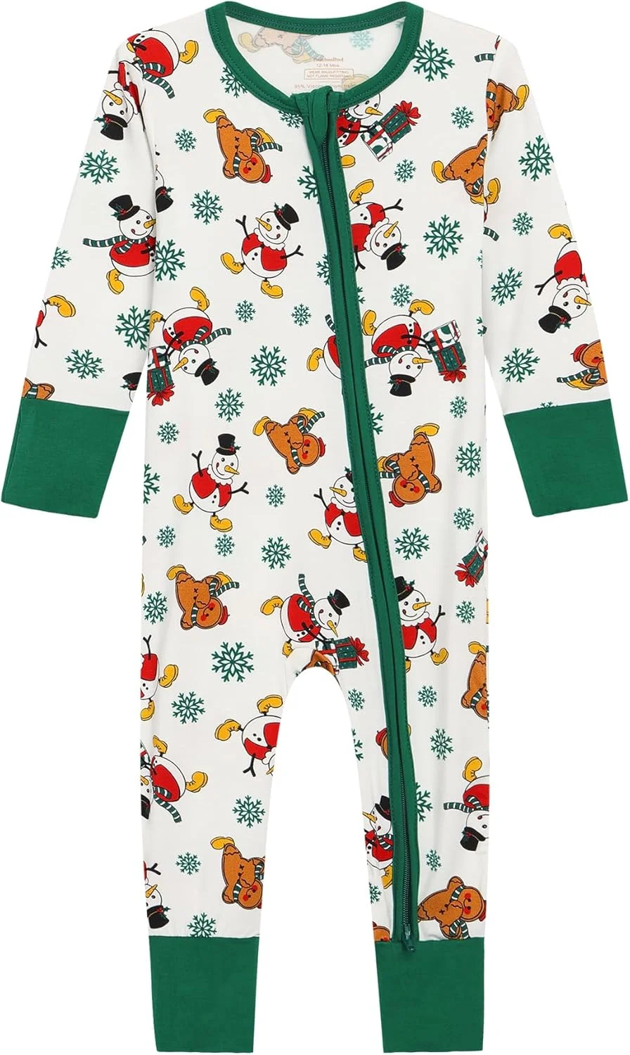 لباس خواب زیپ دار نوزاد پسر دختر، لباس یکسره تعطیلات، رامپر، جامپسوت ویسکوز بامبو