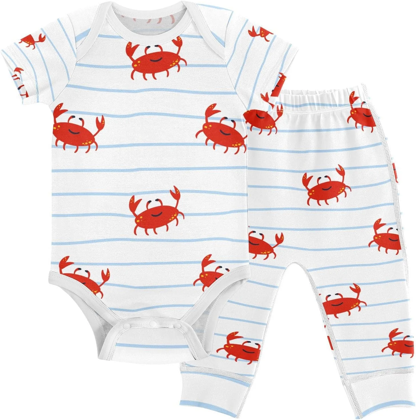 ست لباس نوزادی شامل بادی و شلوار مناسب نوزادان 0 تا 24 ماهه برای پسران و دختران