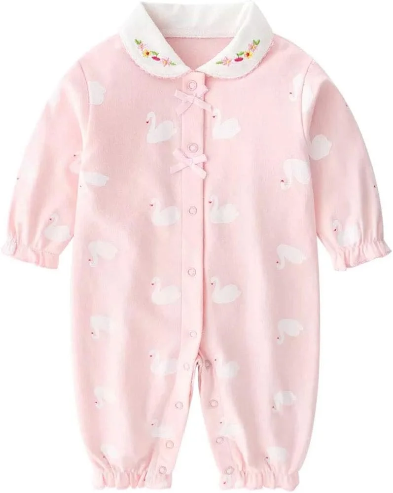 رامپر یک تکه نوزادی، لباس خواب پنبه‌ای نرم، جامپسوت پا دار مناسب نوزاد 0-12 ماهه