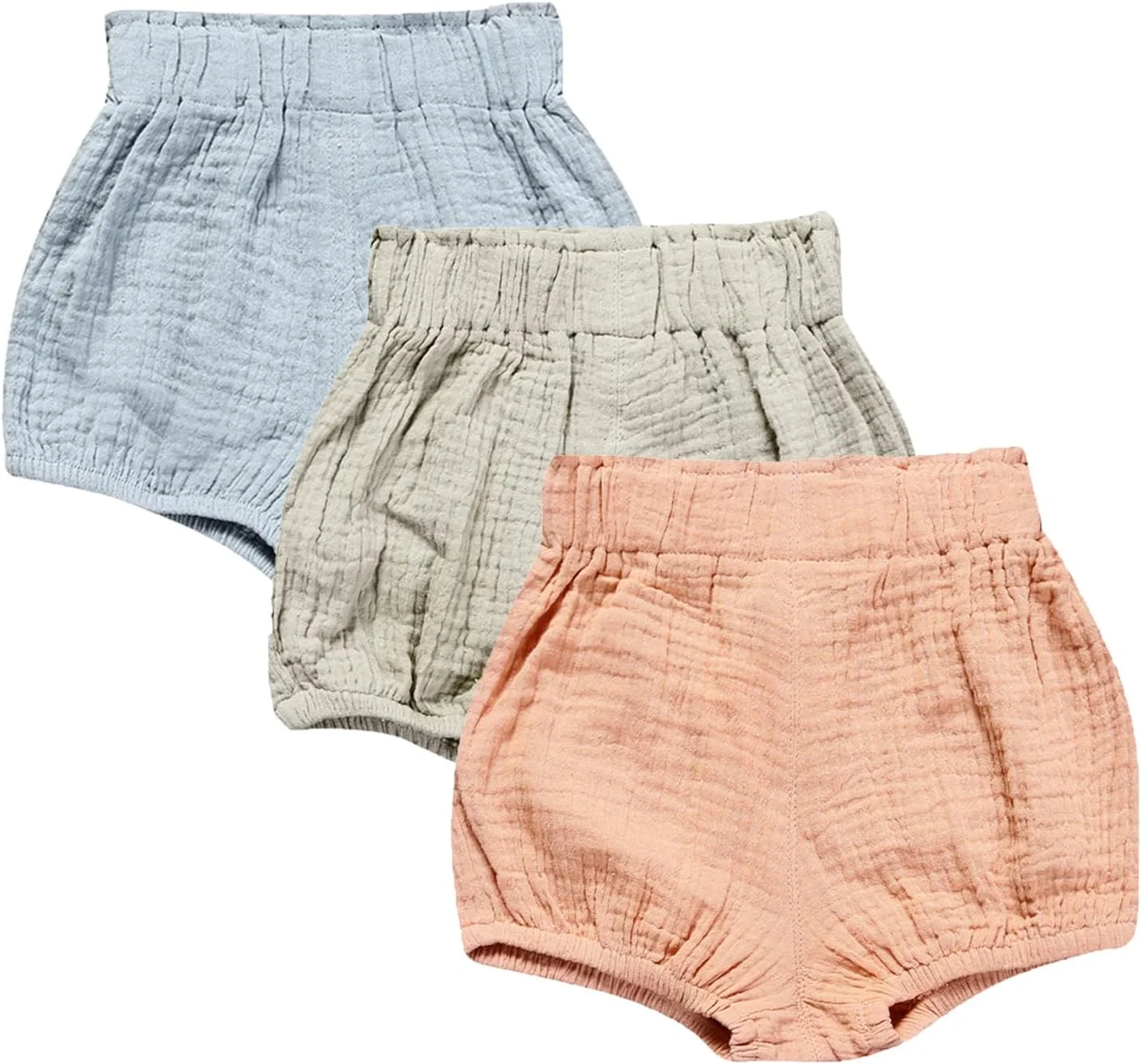 ست شورت 3 عددی نوزادی دخترانه پسرانه، شلوار پنبه ای و کتانی، طرح گلدار زیبا، شورت مثلثی