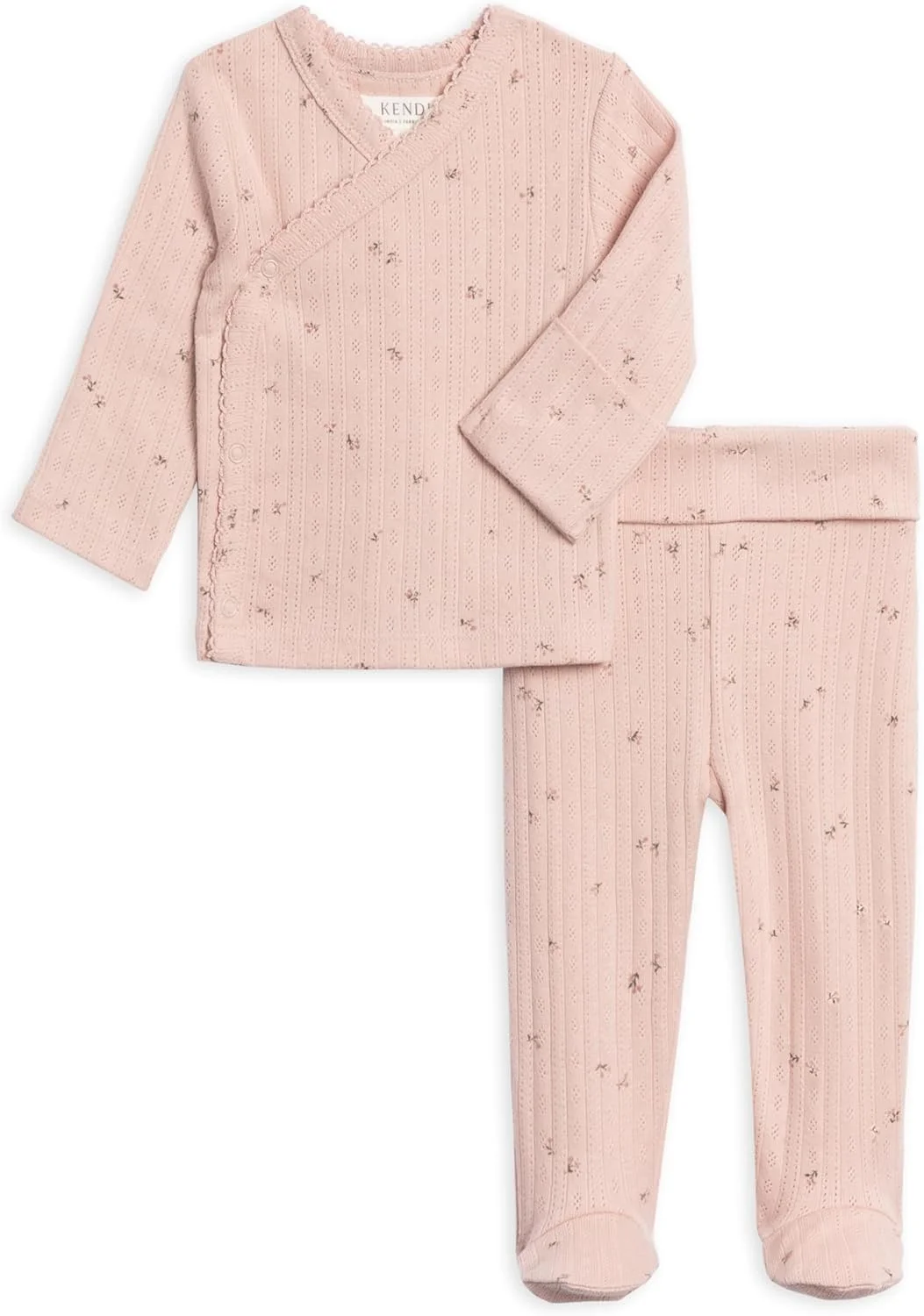 ست لباس نوزادی ارگانیک شامل بلوز کیمونو و شلوار جوراب دار