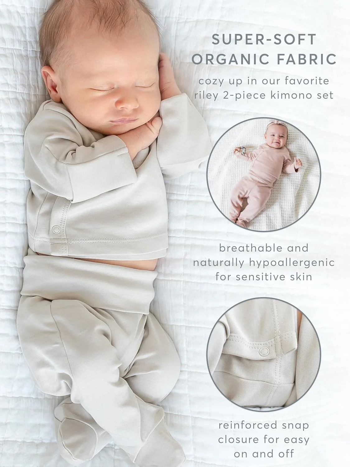 ست لباس نوزادی ارگانیک شامل بلوز کیمونو و شلوار جوراب دار