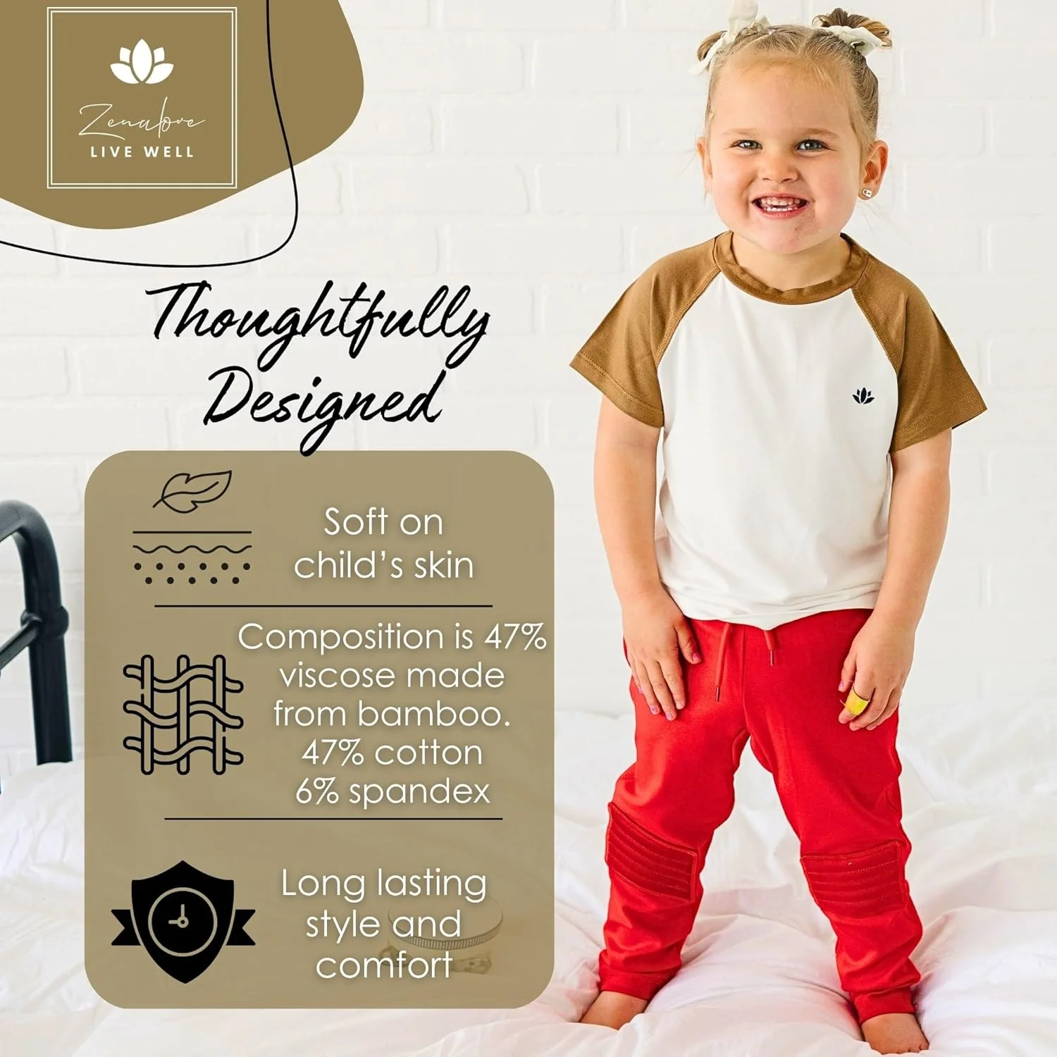 شلوار ویسکوز بچه گانه با زانو بند، شلوار نرم کودک نوپا برای پسران و دختران، شلوار بچه گانه 2T-5T