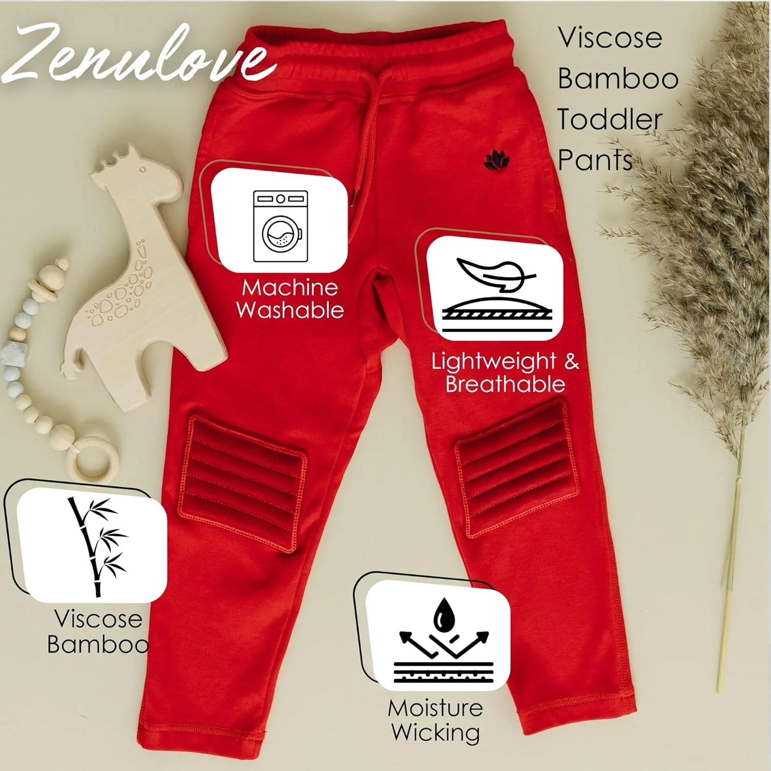 شلوار ویسکوز بچه گانه با زانو بند، شلوار نرم کودک نوپا برای پسران و دختران، شلوار بچه گانه 2T-5T