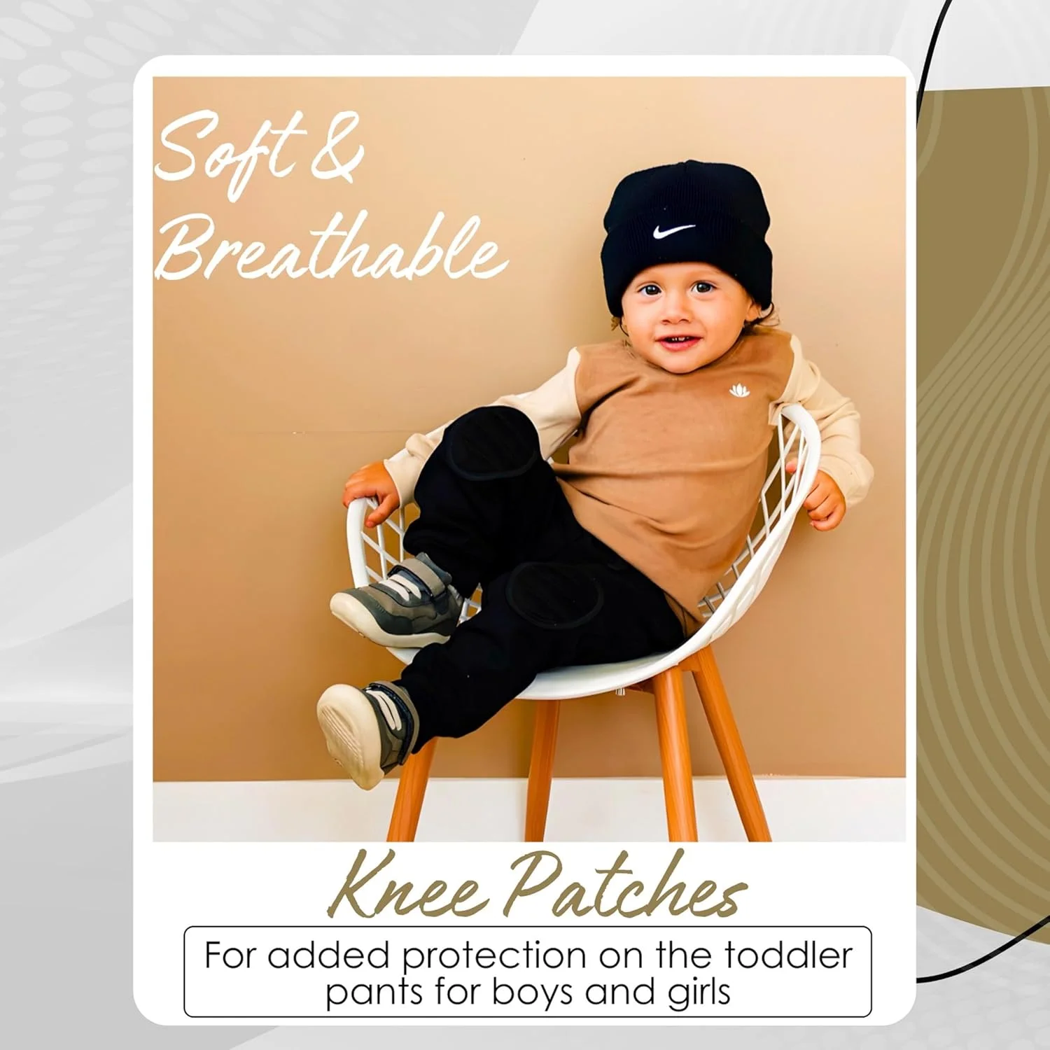 شلوار نخی بچه گانه با محافظ زانو، شلوار نرم کودک نوپا برای پسران و دختران، شلوار بچه گانه پسرانه و شلوار بچه گانه دخترانه سایز 2T-4T