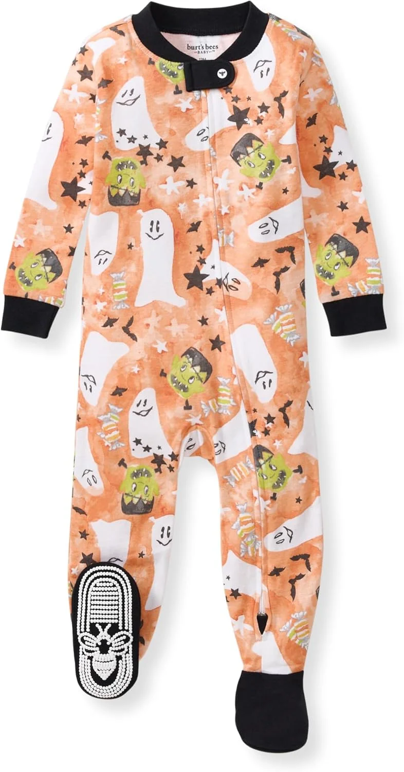 لباس خواب یکسره دخترانه Burt's Bees Baby، 100% پنبه ارگانیک، لباس خواب یک تکه، سرهمی زیپ دار مورب، مناسب برای نوزاد و کودک نوپا
