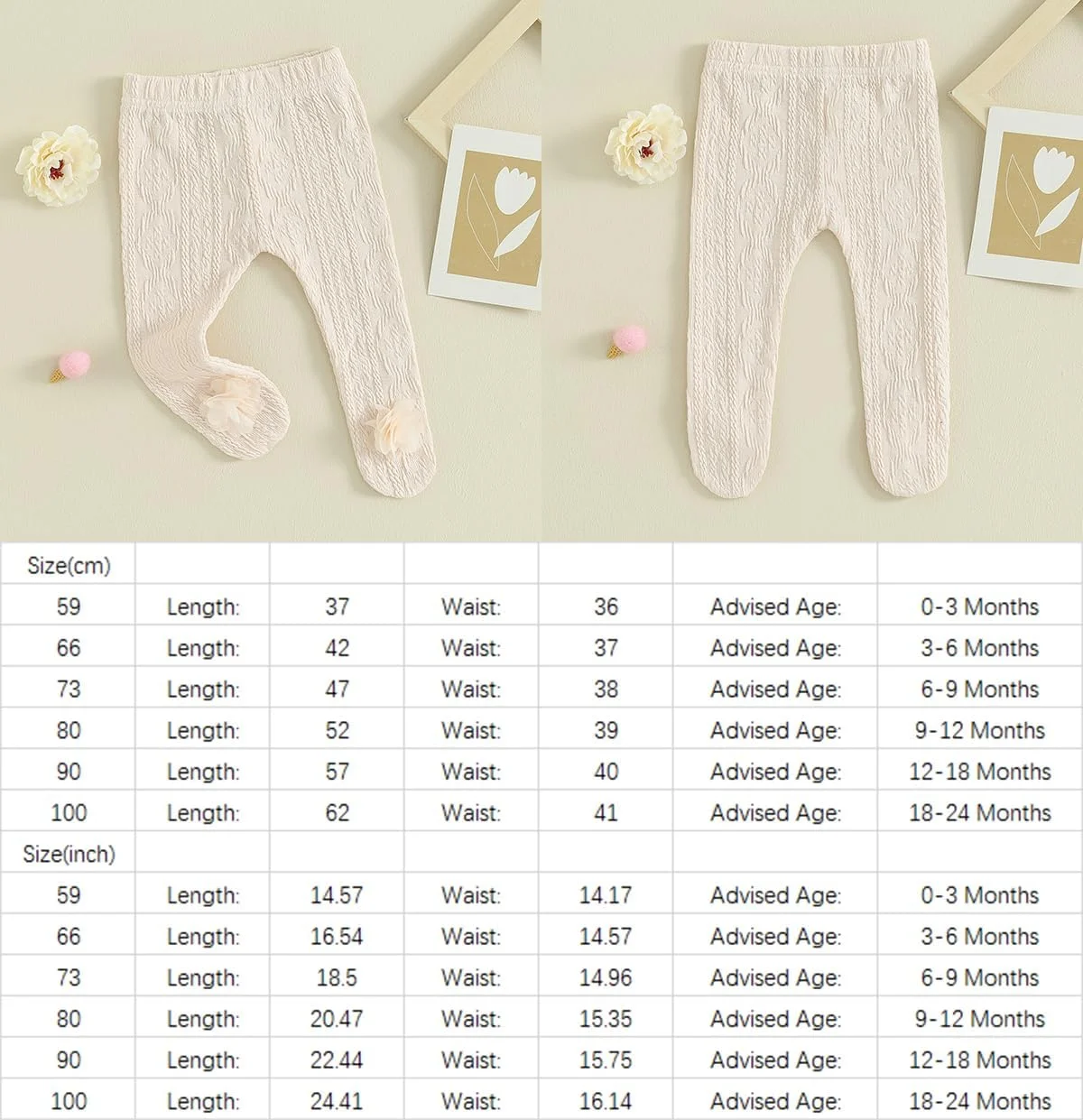 جوراب شلواری نوزادی LXXIASHI طرح گل سه بعدی، جوراب شلواری ساق دار با کمر کشی و بافتنی رنگ ثابت مناسب کودک جوراب شلواری نوزادی LXXIASHI طرح گل سه بعدی، جوراب شلواری ساق دار با کمر کشی و بافتنی رنگ ثابت مناسب کودک