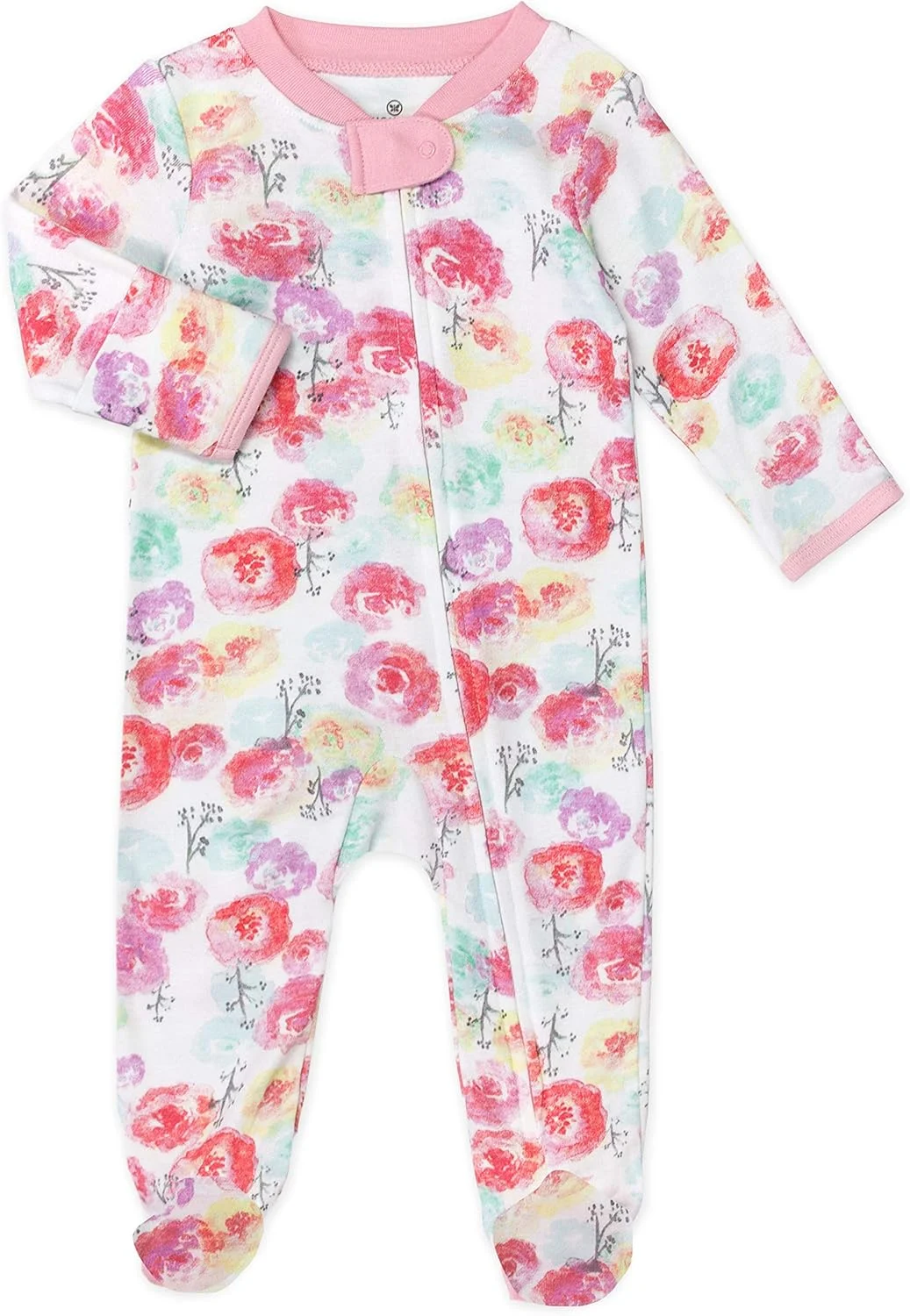 لباس خواب و بازی نوزاد دخترانه HonestBaby، پنبه ارگانیک، جوراب دار، مناسب نوزاد و نوپا