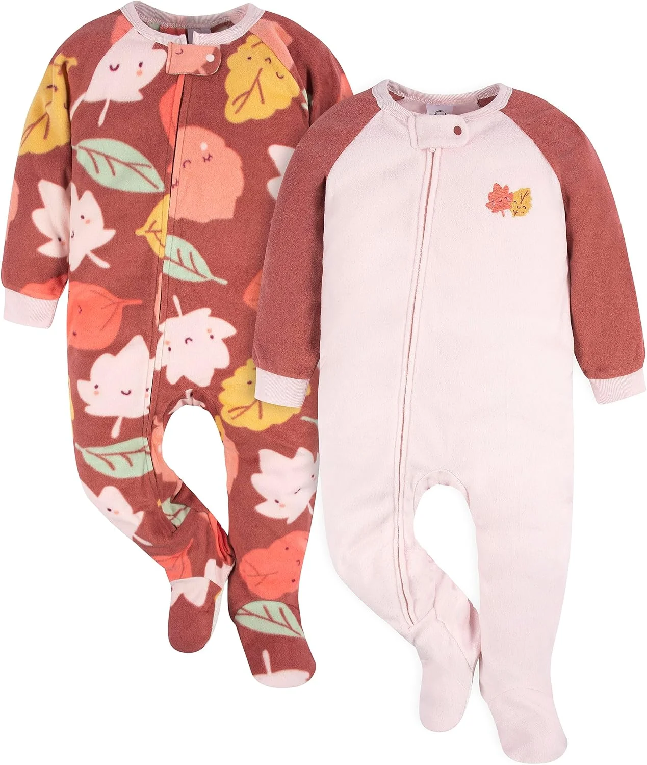 لباس خواب پشمی یکسره جوراب دار دخترانه نوپا Gerber، بسته 2 عددی