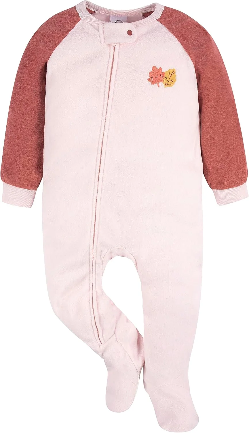 لباس خواب پشمی یکسره جوراب دار دخترانه نوپا Gerber، بسته 2 عددی