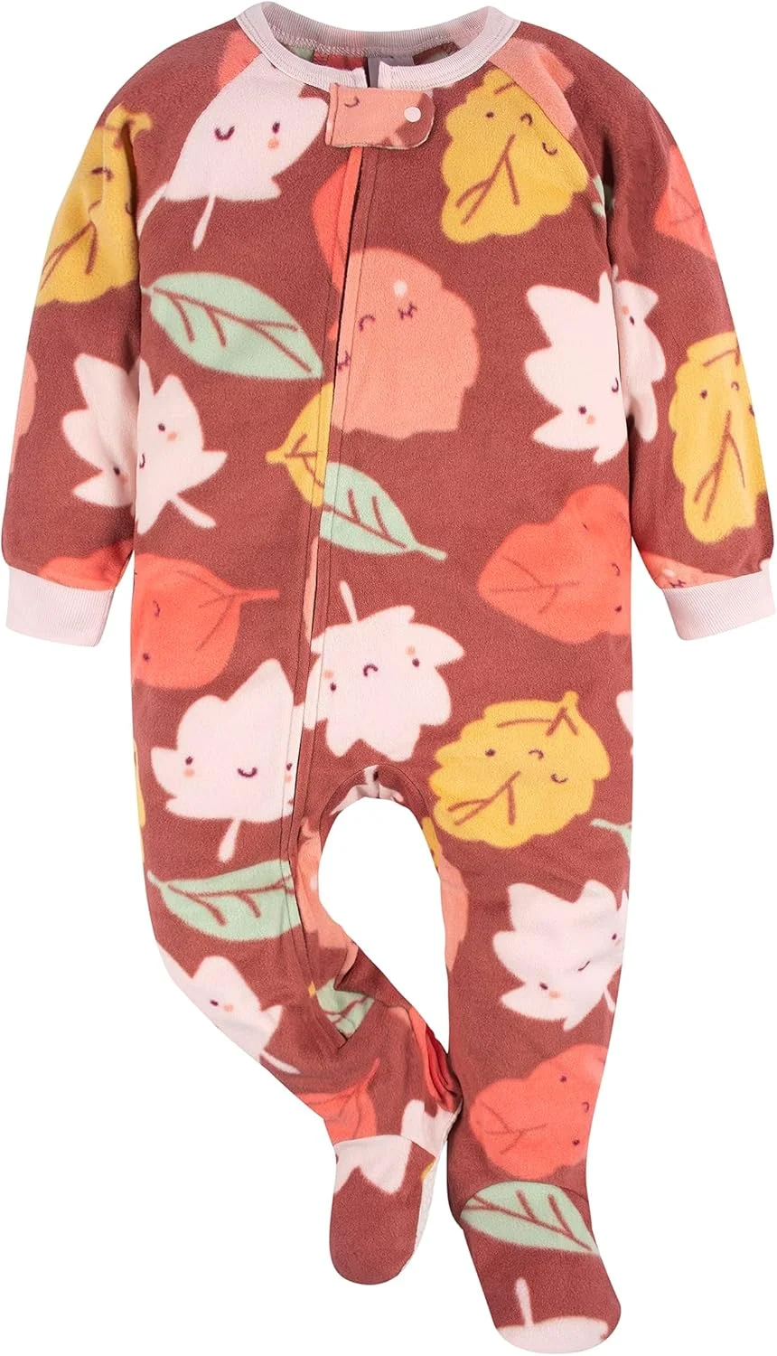 لباس خواب پشمی یکسره جوراب دار دخترانه نوپا Gerber، بسته 2 عددی