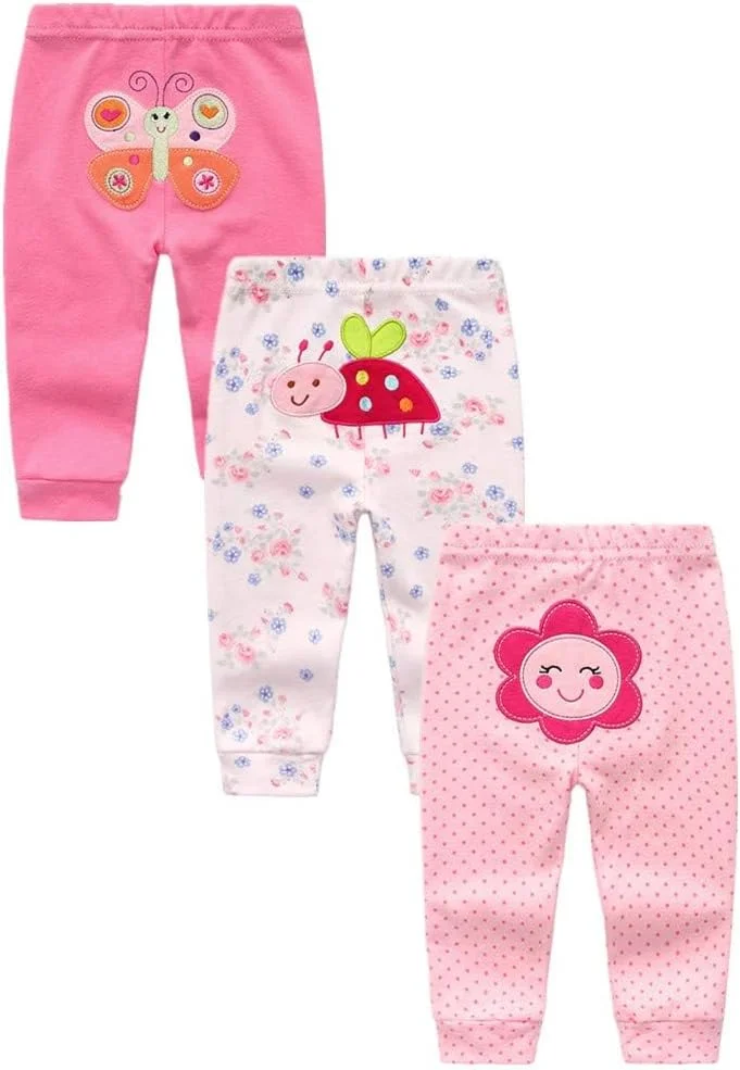 ست 4 عددی شلوار نوزادی کیدی‌زوم، مناسب برای نوزادان و کودکان نوپا، شلوار پنبه‌ای унисекс