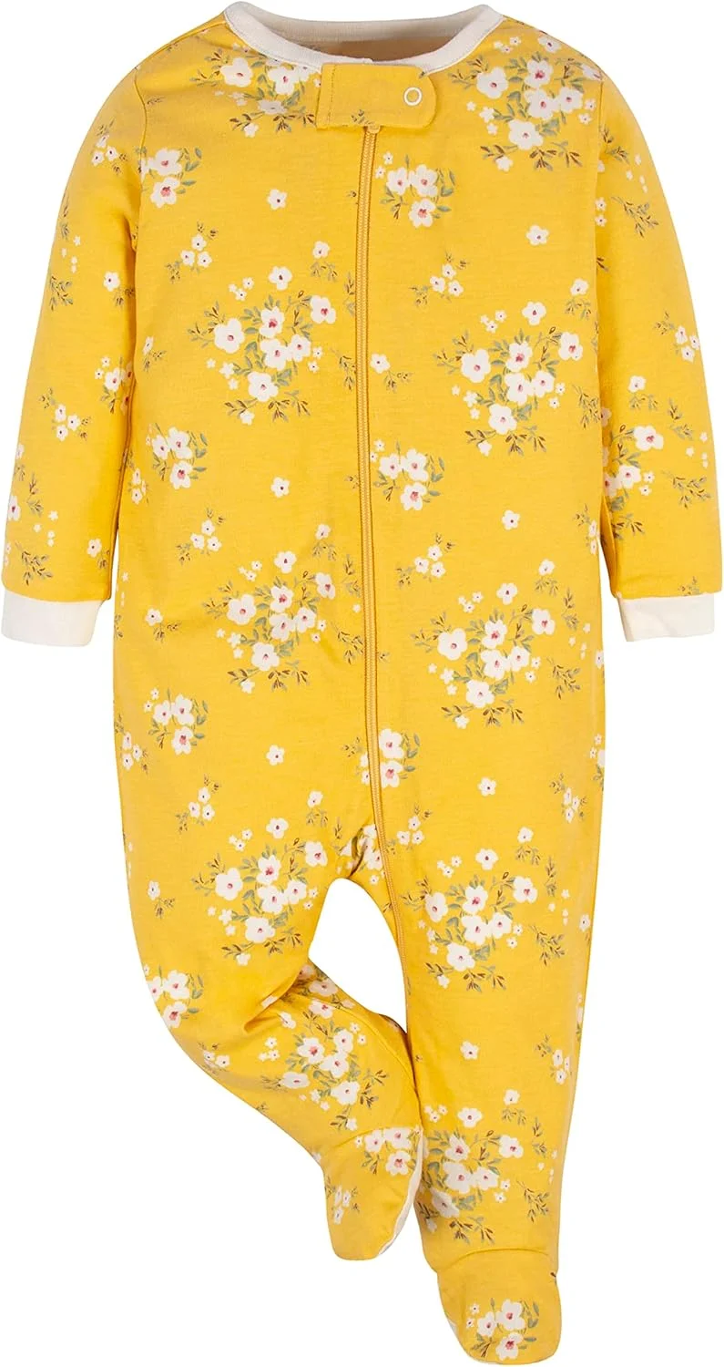 لباس خواب پا دار نوزادی دخترانه Gerber، بسته 4 عددی