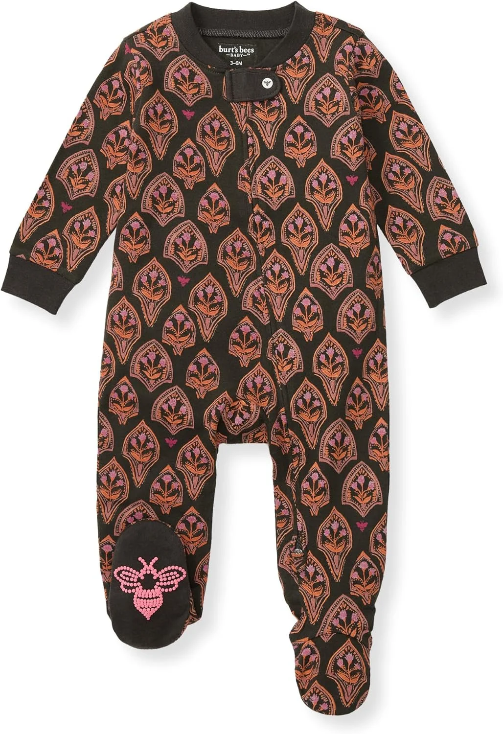لباس خواب سرهمی نوزاد دخترانه Burt's Bees Baby، پنبه ارگانیک، زیپ دار، لباس راحتی نوزاد و کودک (تک عددی)