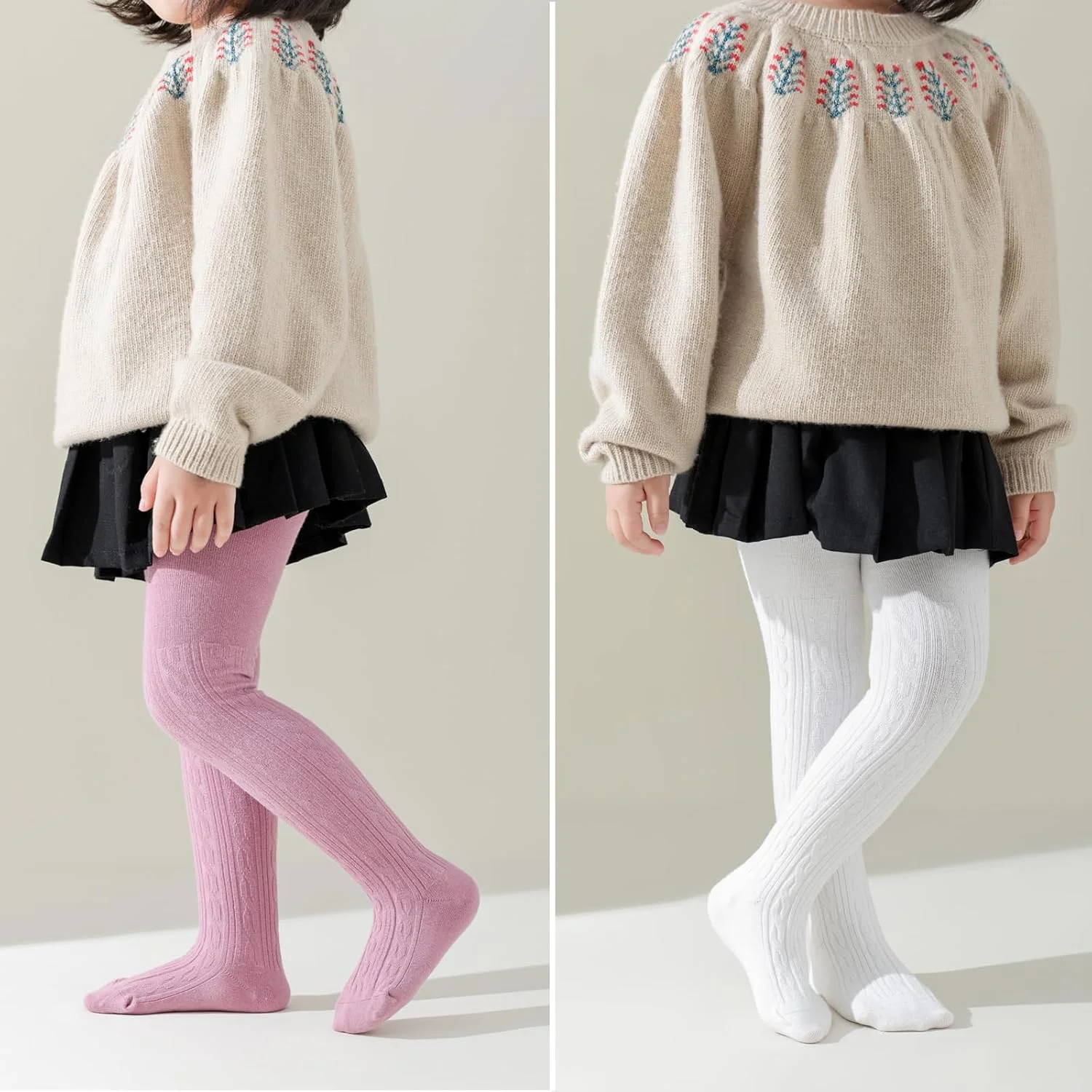 جوراب شلواری ضخیم بافتنی نوزاد دخترانه EPEIUS، ساق شلواری و جوراب پنبه ای مناسب نوزادان و کودکان نوپا، بسته های 3/4/5/6 عددی