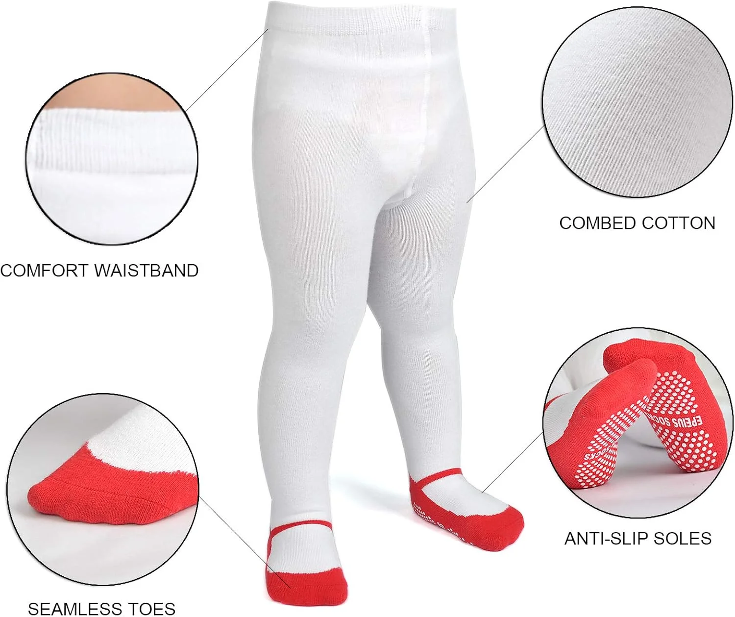 جوراب دخترانه نوزاد EPEIUS بدون درز جوراب دخترانه نوزاد EPEIUS بدون درز