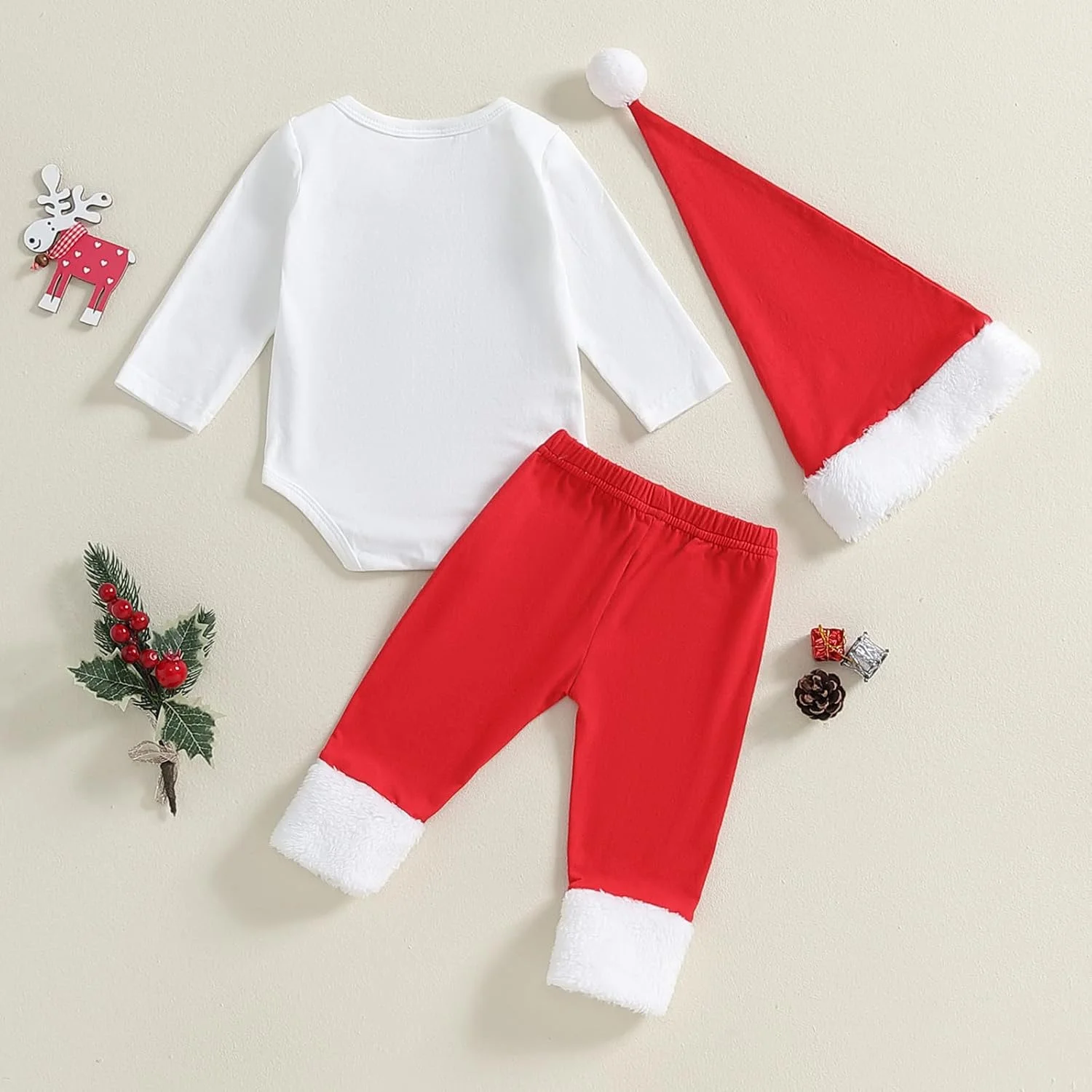 لباس کریسمس نوزادی پسرانه دخترانه Geagodelia، ست لباس نوزادی، بادی آستین بلند + شلوار، ست نرم نوزادی اولین کریسمس من