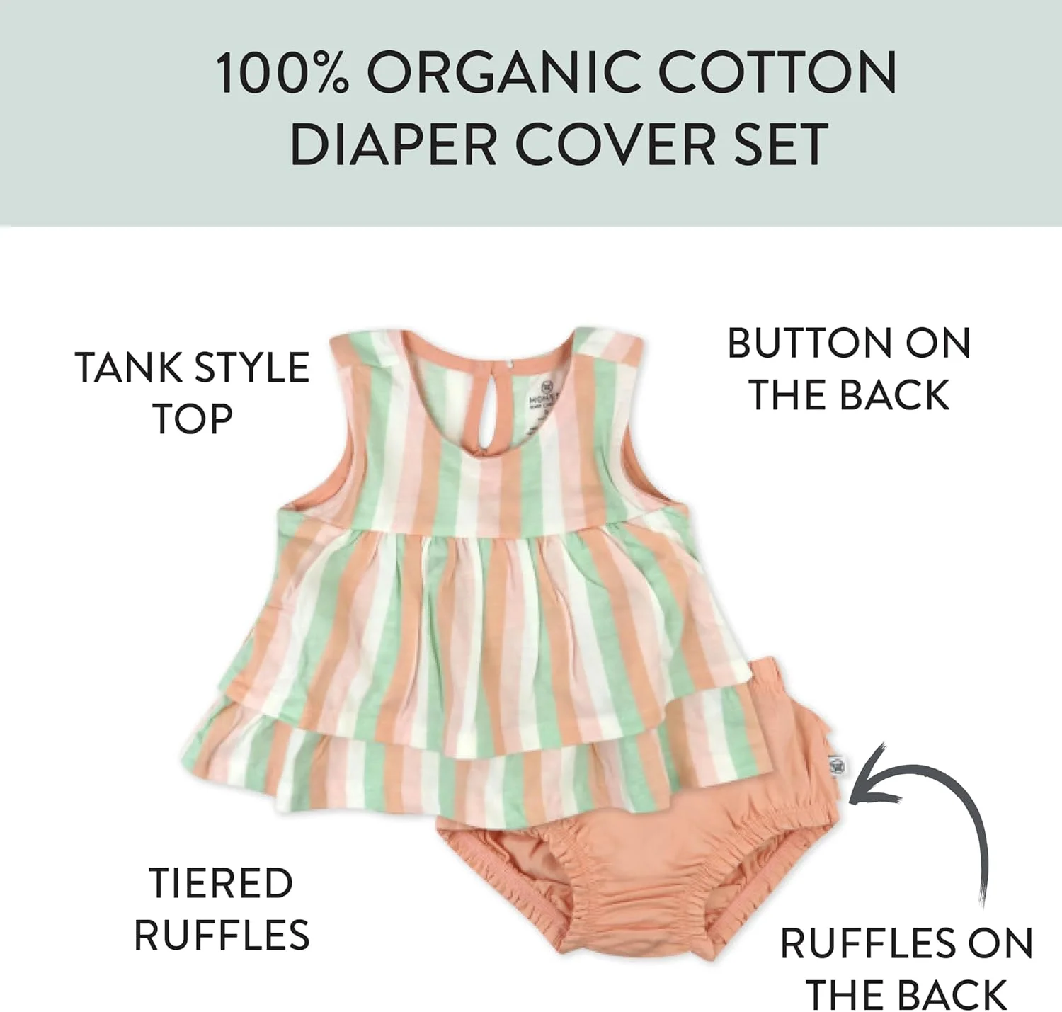 ست رامپر و پیراهن آستین کوتاه چندتایی کودک یونی‌سکس HonestBaby، پنبه ۱۰۰٪ ارگانیک برای نوزاد و کودک نوپا، ست تی‌شرت کودک یونی‌سکس (بسته ۲ عددی)