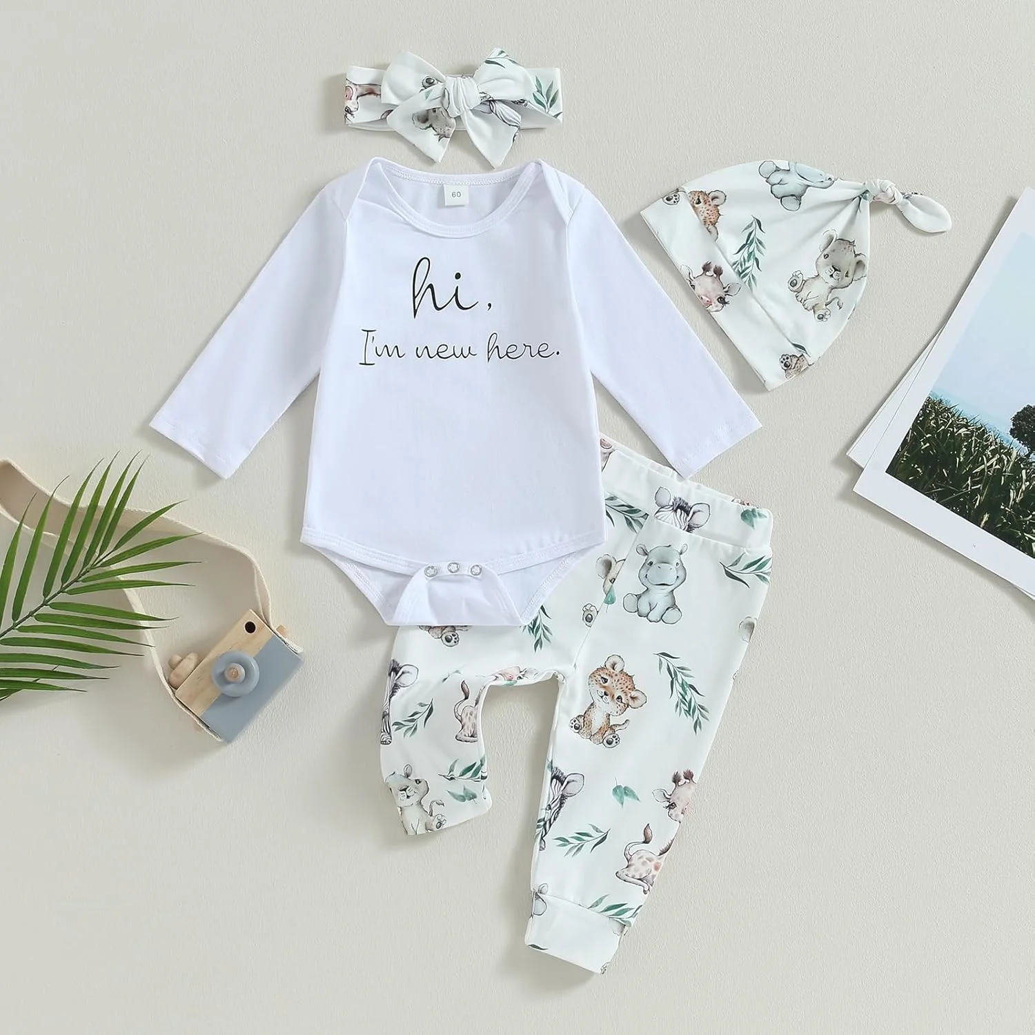 MERSARIPHY ست لباس نوزادی پسرانه و دخترانه، لباس بیمارستانی، رامپر حروف دار، شلوار و کلاه