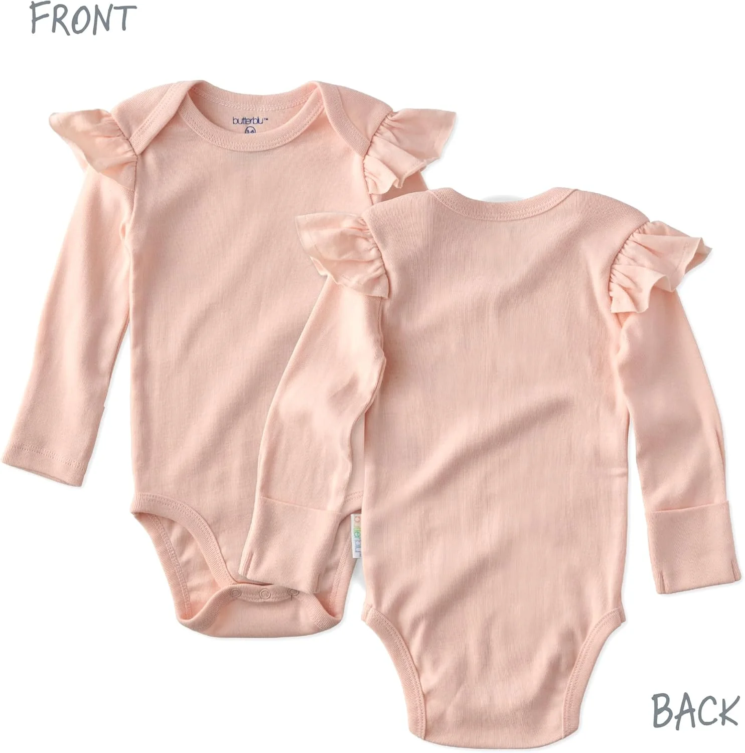 بادی آستین بلند یقه چین دار ASHLEY، بسته 10 عددی، لباس 100% پنبه ارگانیک برای نوزادان و دختران خردسال