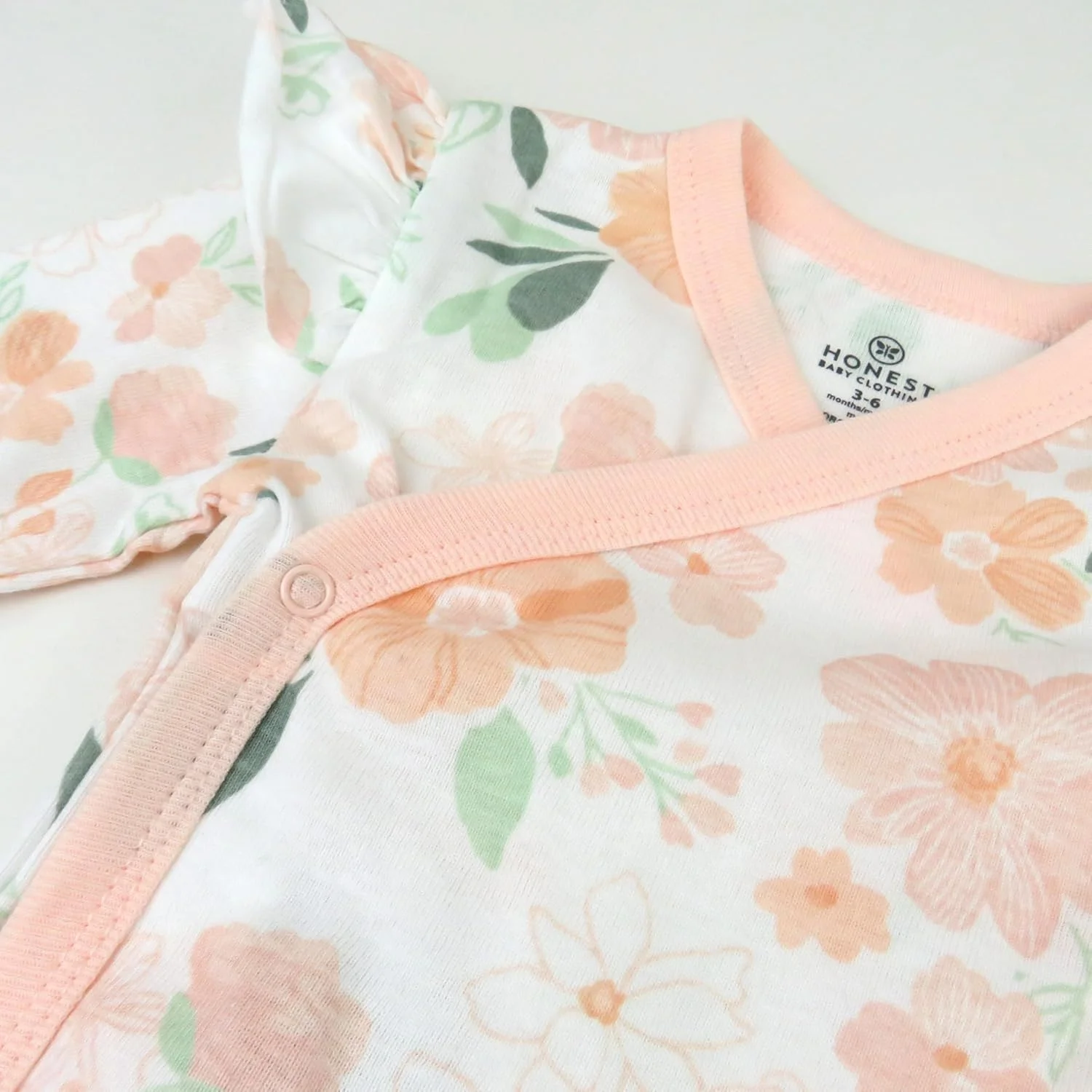 بادی آستین بلند نوزاد دخترانه HonestBaby، بسته 3 عددی، دکمه دار بغل، سرشانه چین دار، 100% پنبه ارگانیک مناسب نوزاد و نوپا (بسته 3 عددی)