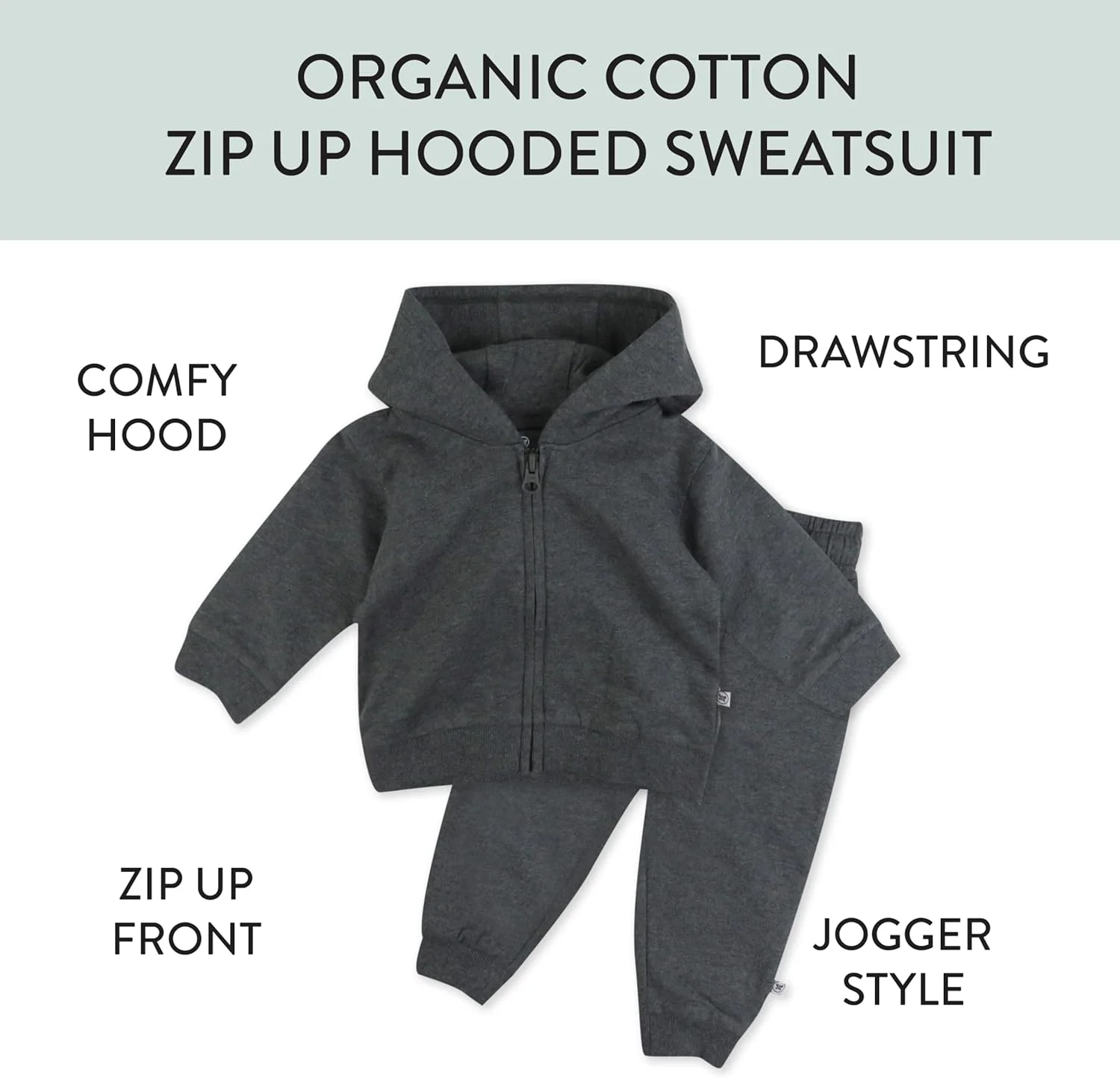 ست هودی زیپ‌دار پشمی و شلوار گرمکن دو تکه پسرانه HonestBaby، 100% پنبه ارگانیک برای نوزاد و کودک نوپا، ست لباس ورزشی پسرانه (بسته 2 عددی)