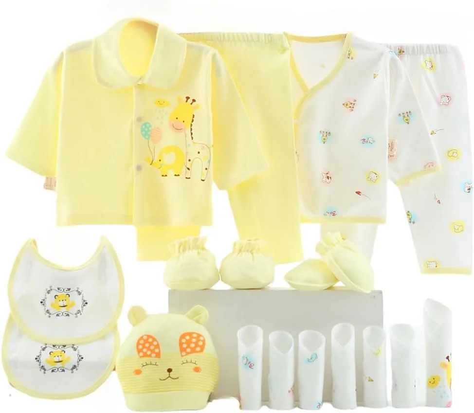 ست لباس نوزادی 18 تکه اوکپوزی، مناسب نوزاد دختر و پسر 0 تا 3 ماه