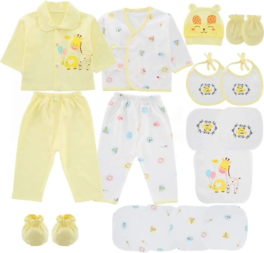 ست لباس نوزادی 18 تکه اوکپوزی، مناسب نوزاد دختر و پسر 0 تا 3 ماه