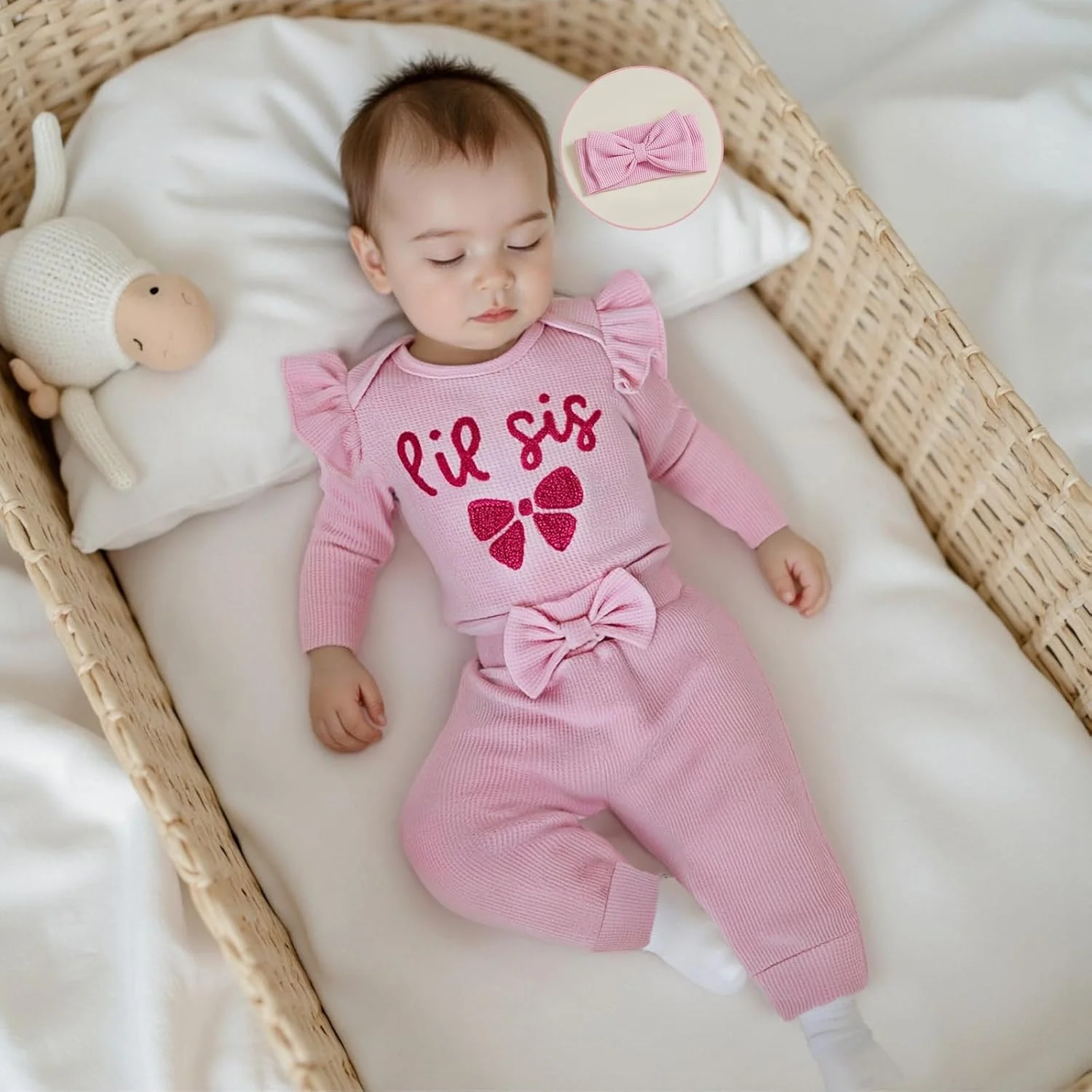 ست لباس خواهرانه با گلدوزی حروف بزرگ و کوچک، بلوز/سویشرت و شلوار، مناسب پاییز و زمستان، لباس کودک نوپا