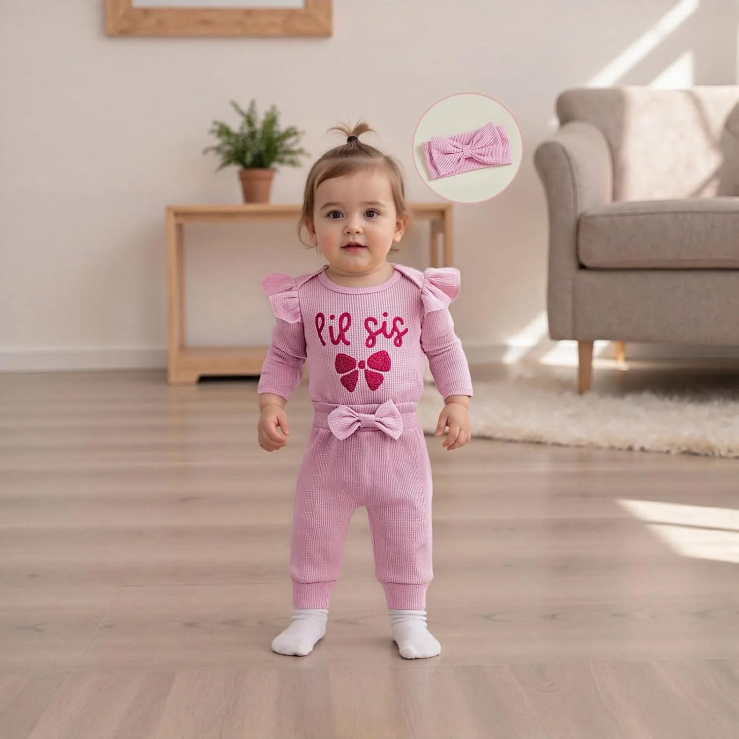 ست لباس خواهرانه با گلدوزی حروف بزرگ و کوچک، بلوز/سویشرت و شلوار، مناسب پاییز و زمستان، لباس کودک نوپا