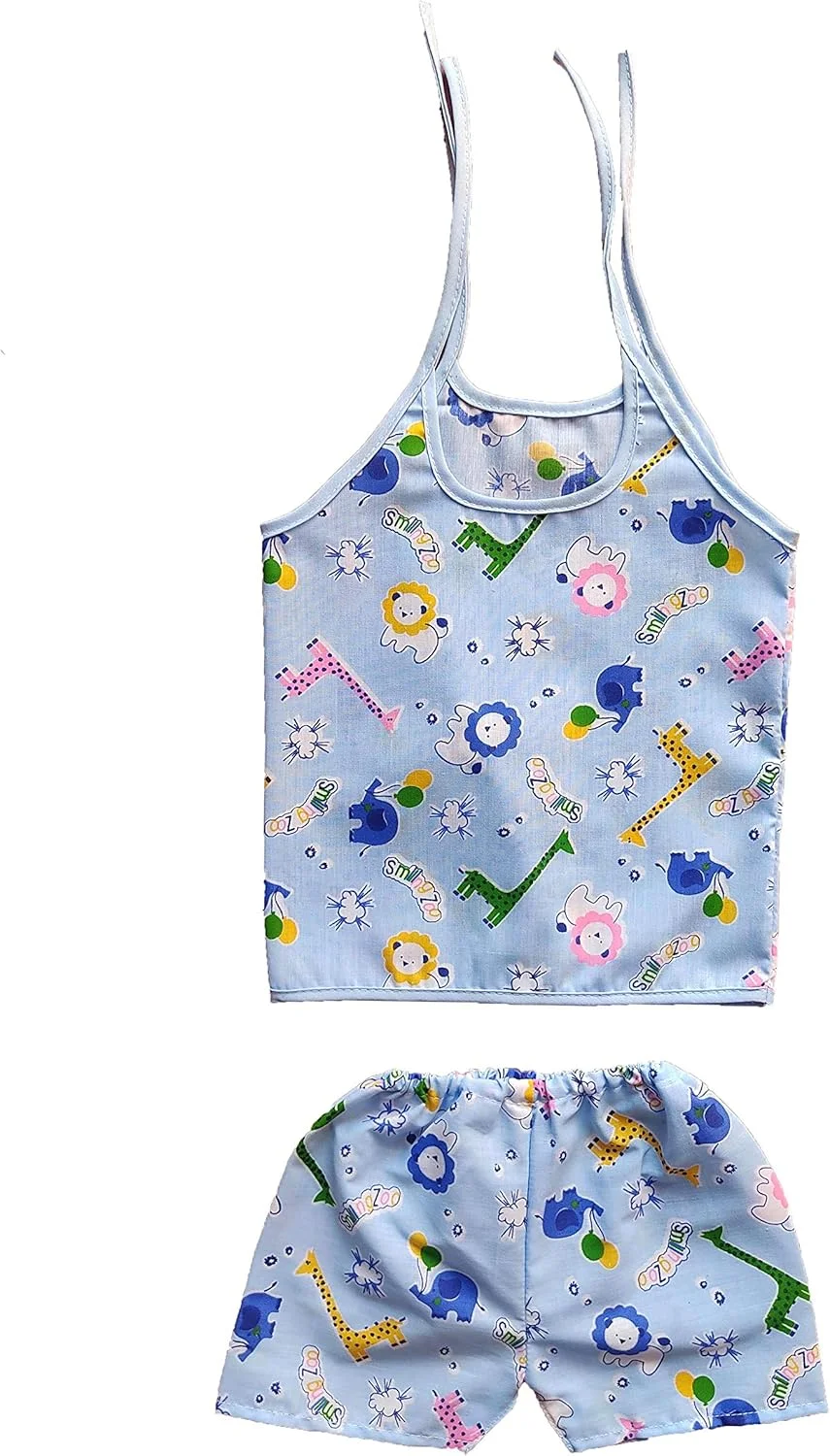 لباس تابستانی نوزادی پسرانه/دخترانه، ژابلا نخی با شلوار نخی تک لایه (0-3 ماهگی) لباس تابستانی نوزادی پسرانه/دخترانه، ژابلا نخی با شلوار نخی تک لایه (0-3 ماهگی)