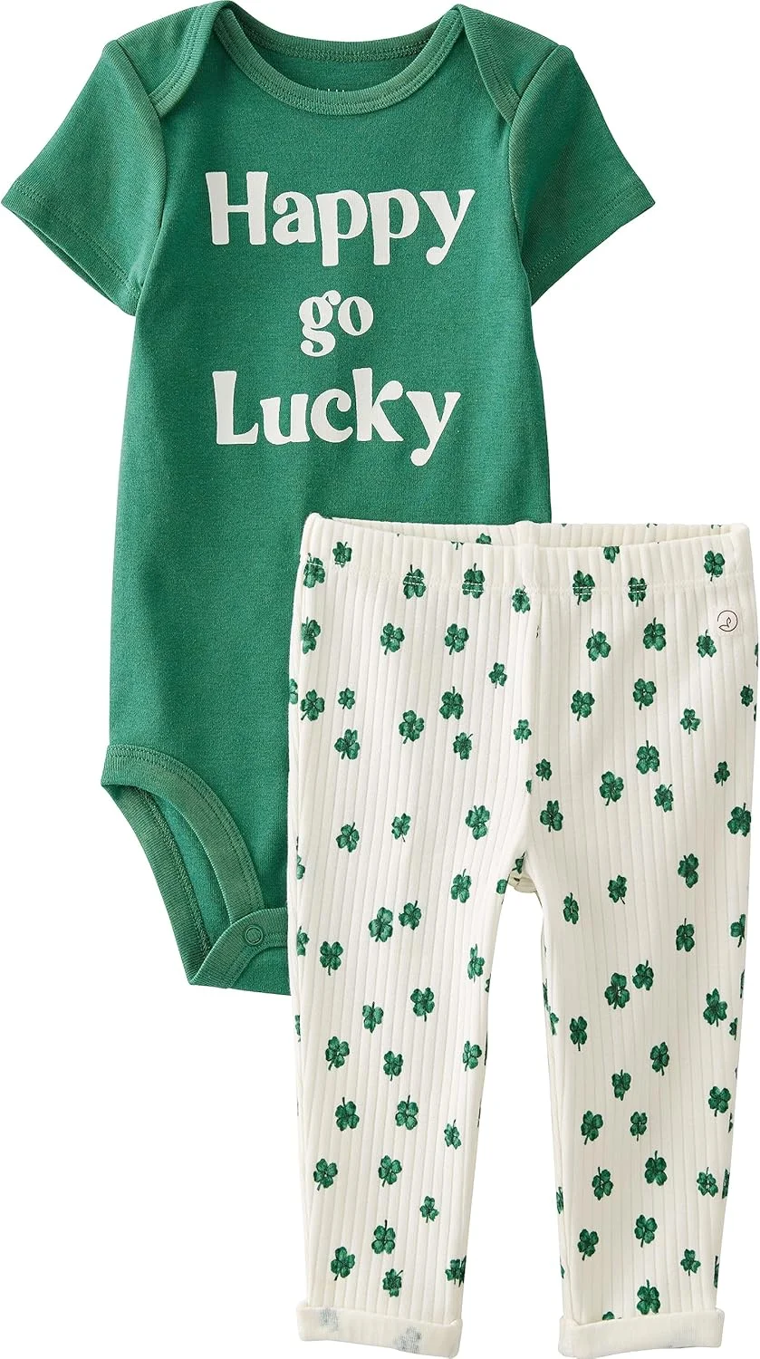 ست دو تکه بادی آستین کوتاه و شلوار دخترانه ارگانیک Little Planet by Carter’s (تک بسته)