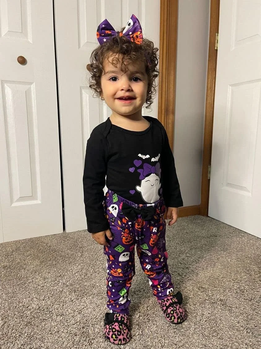 لباس هالووین نوزاد HIHA، رامپر یک تکه، شلوار شبح، هدبند، لباس هالووین 3 تکه دخترانه پسرانه