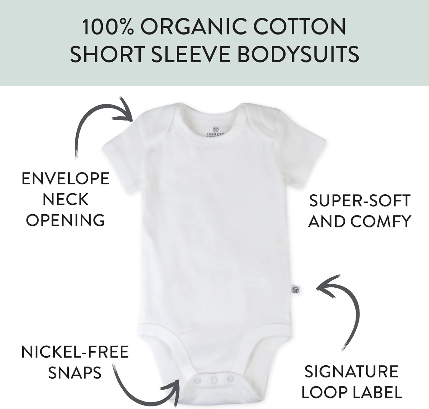 بسته 5 عددی بادی آستین کوتاه پنبه ارگانیک کودک یونی‌سکس HonestBaby، ست تی‌شرت نوزاد و کودک نوپا