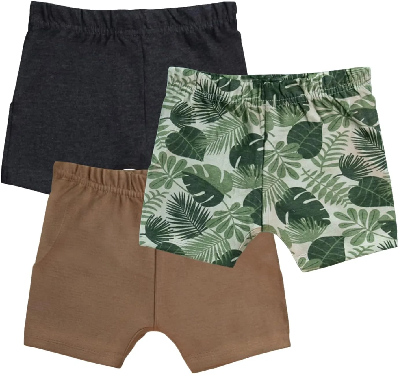 شورت نخی فوق العاده نرم کودک LUAY، مناسب نوزادان و کودکان نوپا، پسرانه و دخترانه - شورت های لینن نخی گشاد تابستانی - بسته ترکیبی شورت های یکدست با کمر کشی