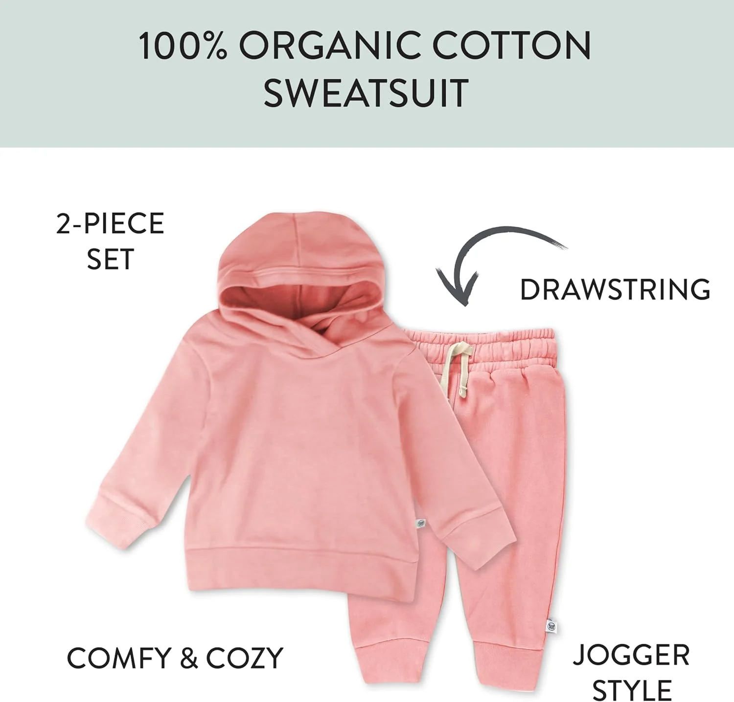 ست هودی و شلوار نوزادی دخترانه HonestBaby، پنبه ارگانیک 100%، مناسب کودکان نوپا، ست هودی 2 تکه (بسته 2 عددی)