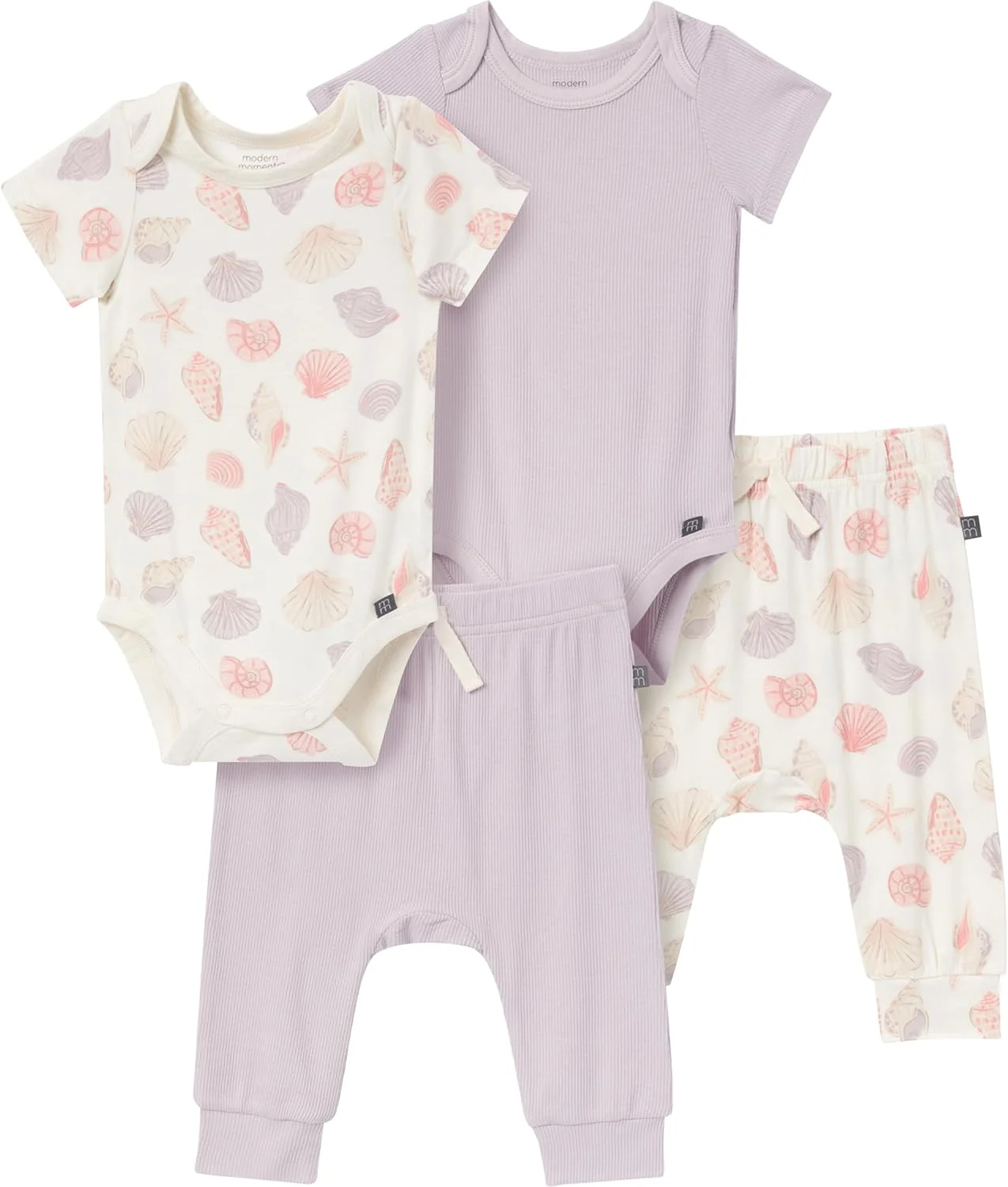 ست ۴ تکه لباس نوزادی شامل بادی آستین کوتاه و شلوار