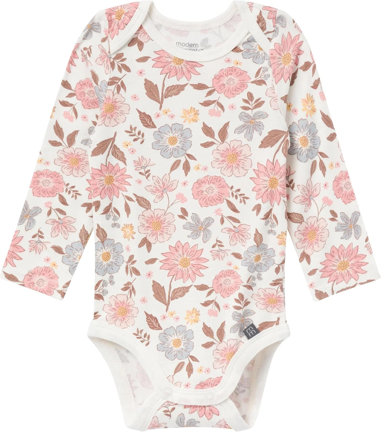 ست لباس نوزاد دخترانه مدرن مومنتز بای گربر، 4 تکه شامل بادی آستین بلند و شلوار (بسته 2 عددی)