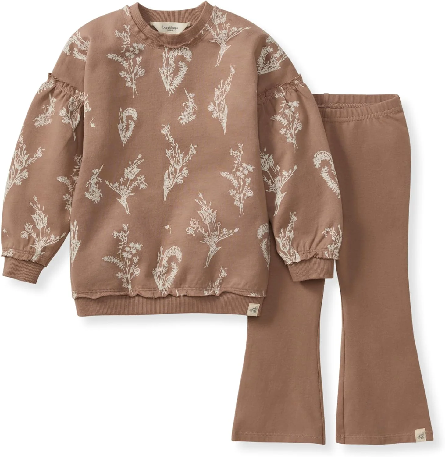 ست بادی آستین بلند و شلوار جورابدار طرح گلدار نوزاد برند برتز بیز