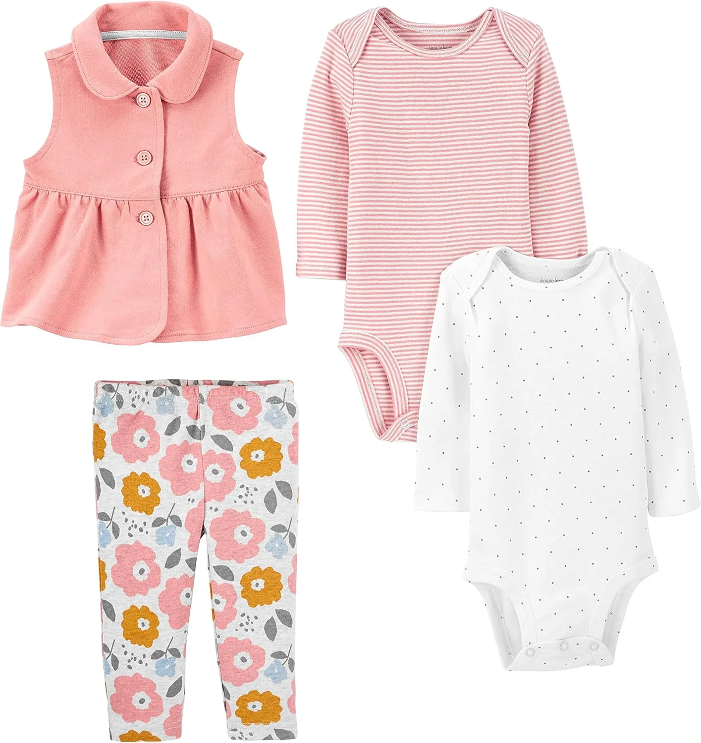 ست لباس بازی دخترانه ۴ تکه شامل تیشرت آستین کوتاه و شلوار