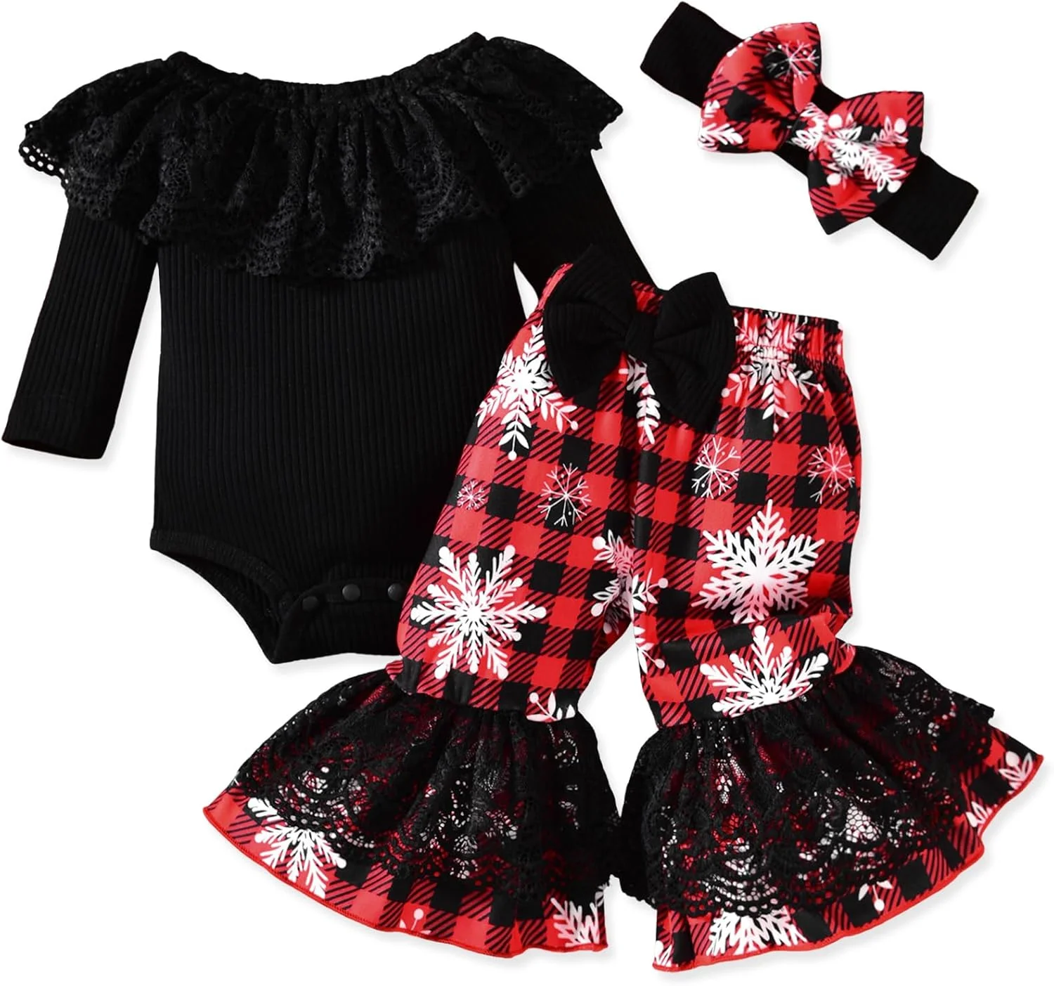 لباس نوزادی دخترانه، بادی آستین کوتاه و شلوار دمپا گشاد