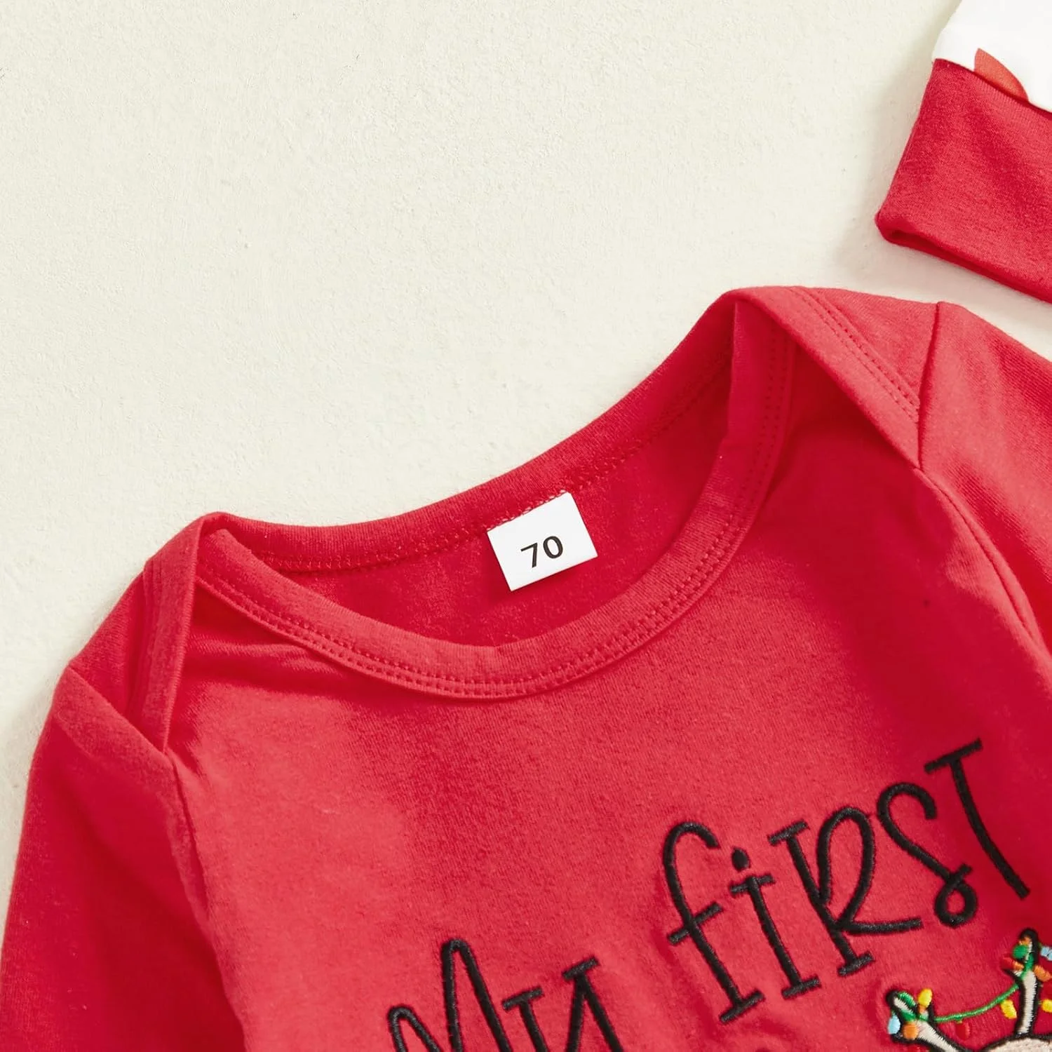 لباس نوزادی پسرانه/دخترانه طرح اولین کریسمس من، رامپر آستین بلند، تاپ، شلوار و هدبند، مناسب فصل پاییز و زمستان